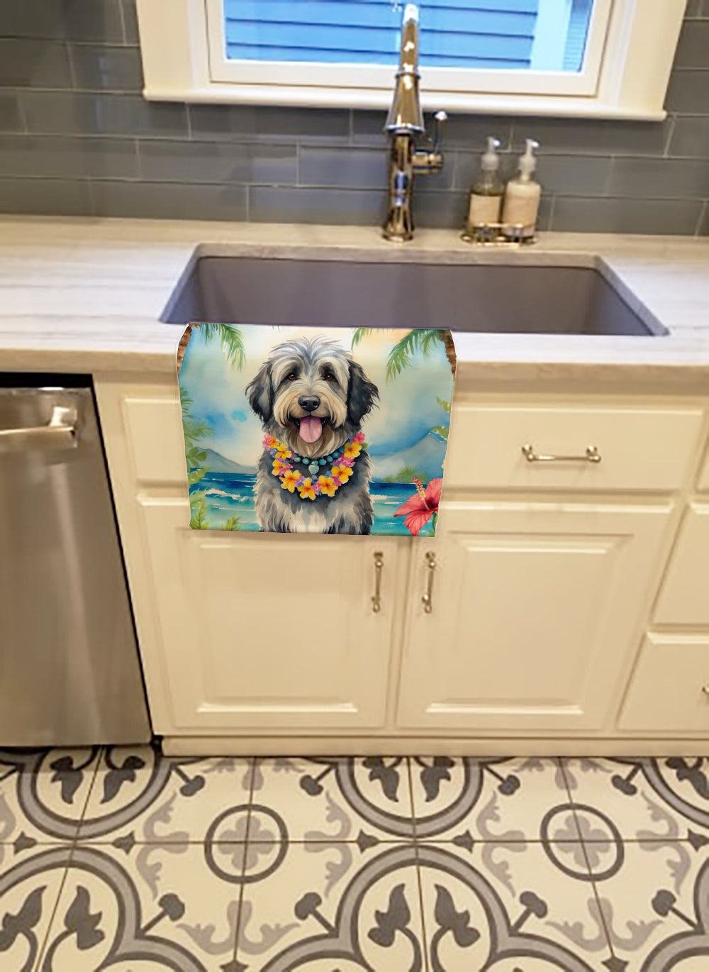 Caroline's Treasures Bergamasco Sheepdog Luau Kitchen Towel