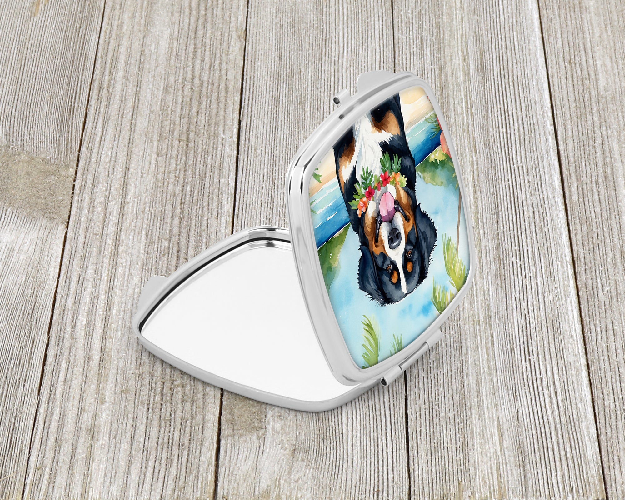 Buy this Bernese Mountain Dog Luau Compact Mirror