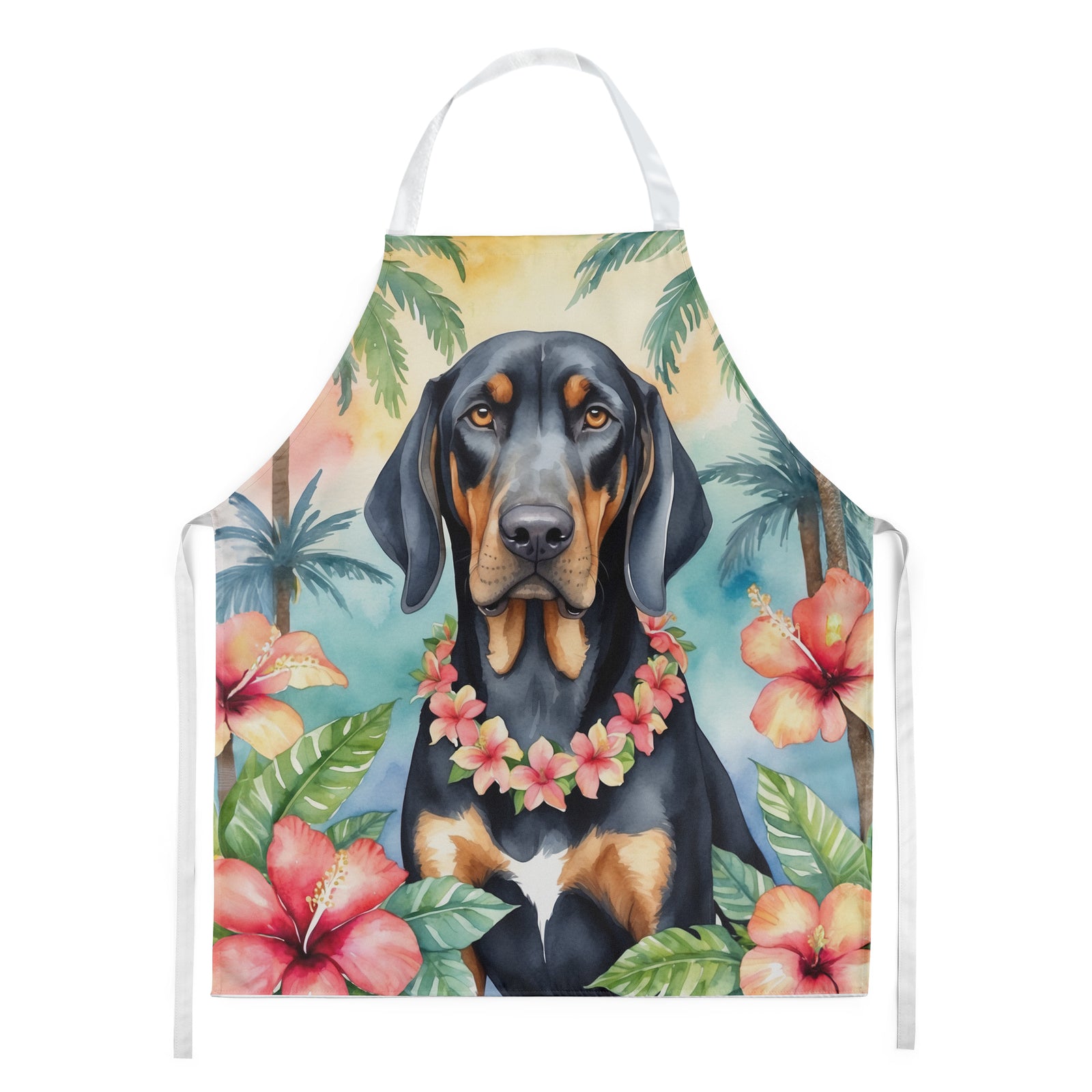 Buy this Black and Tan Coonhound Luau Apron