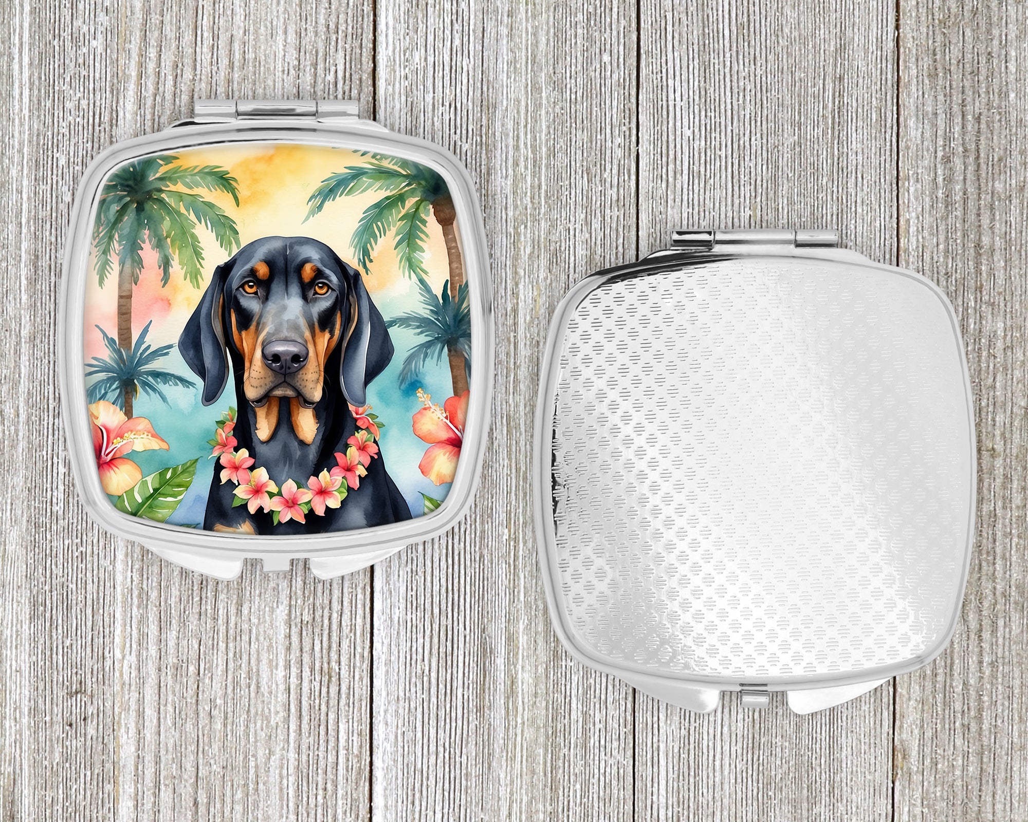 Black and Tan Coonhound Luau Compact Mirror