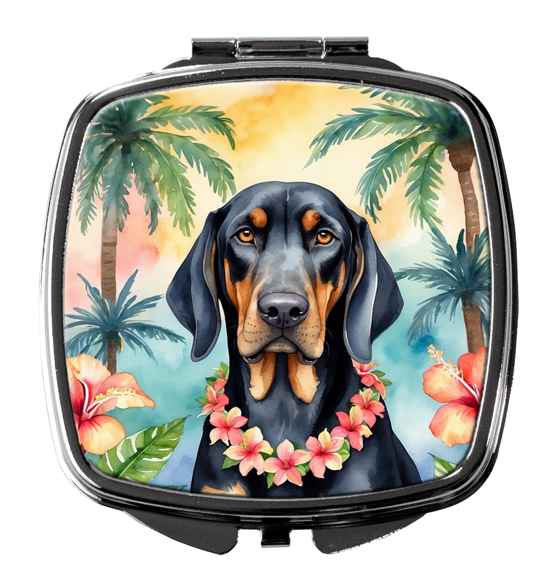 Buy this Black and Tan Coonhound Luau Compact Mirror