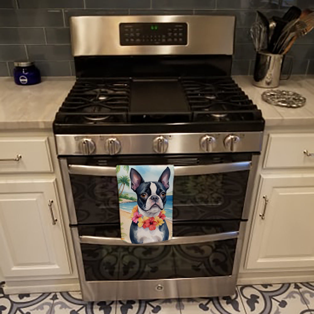 Boston Terrier Luau Kitchen Towel