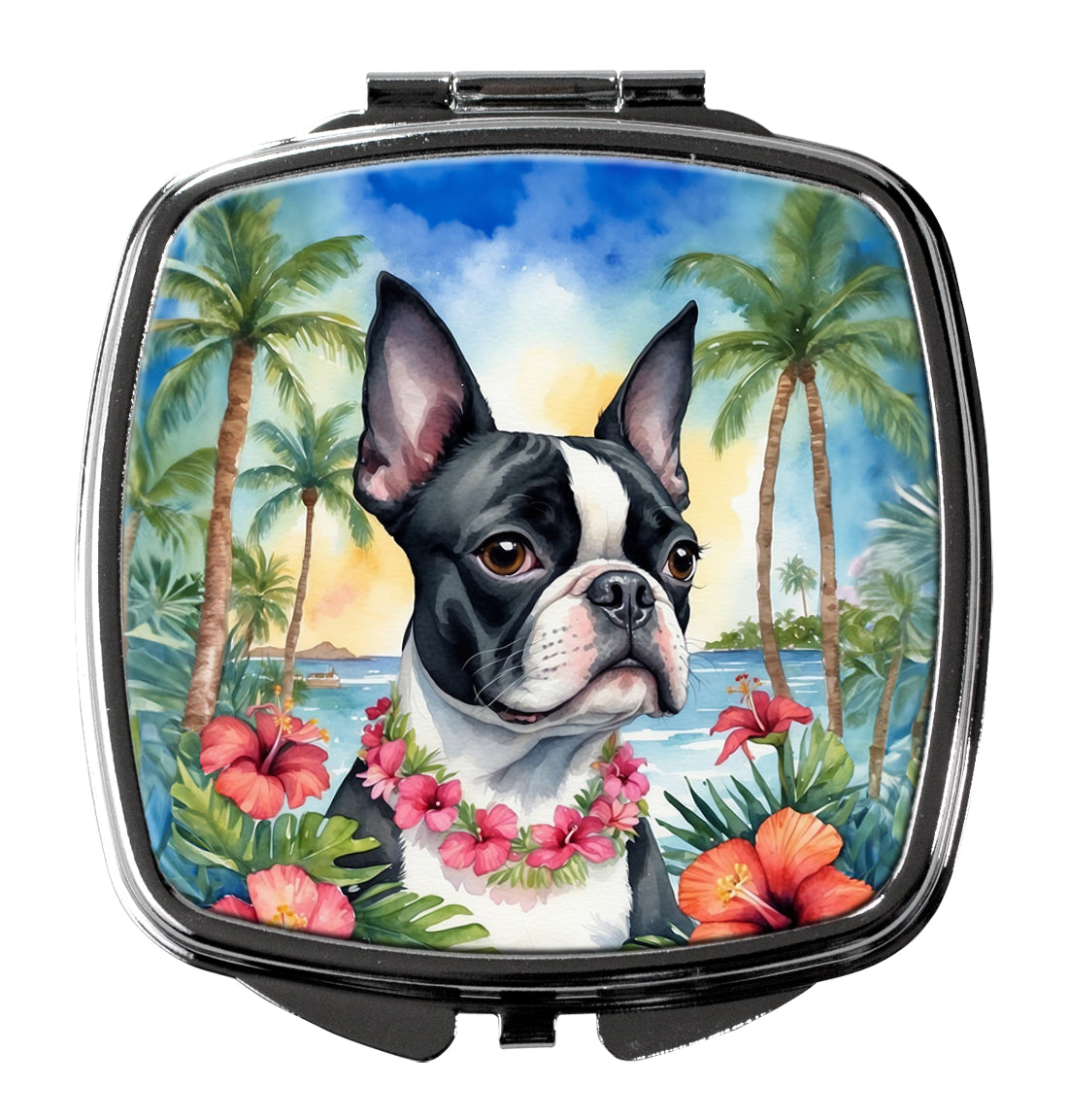 Buy this Boston Terrier Luau Compact Mirror
