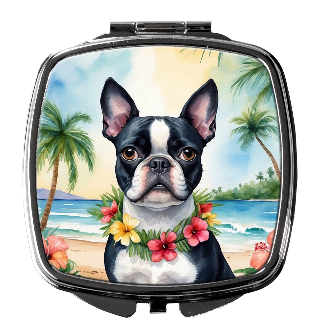 Buy this Boston Terrier Luau Compact Mirror
