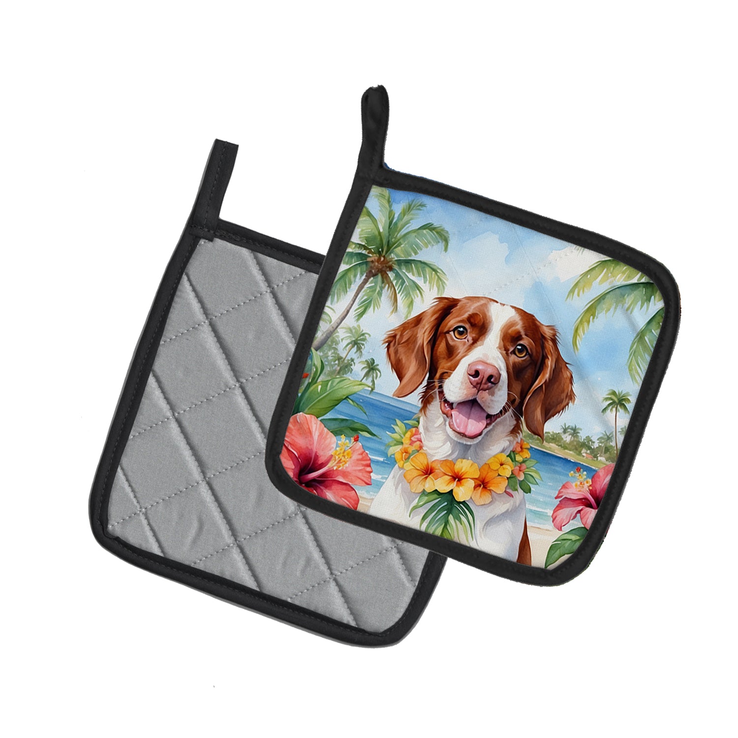 Buy this Brittany Spaniel Luau Pair of Pot Holders