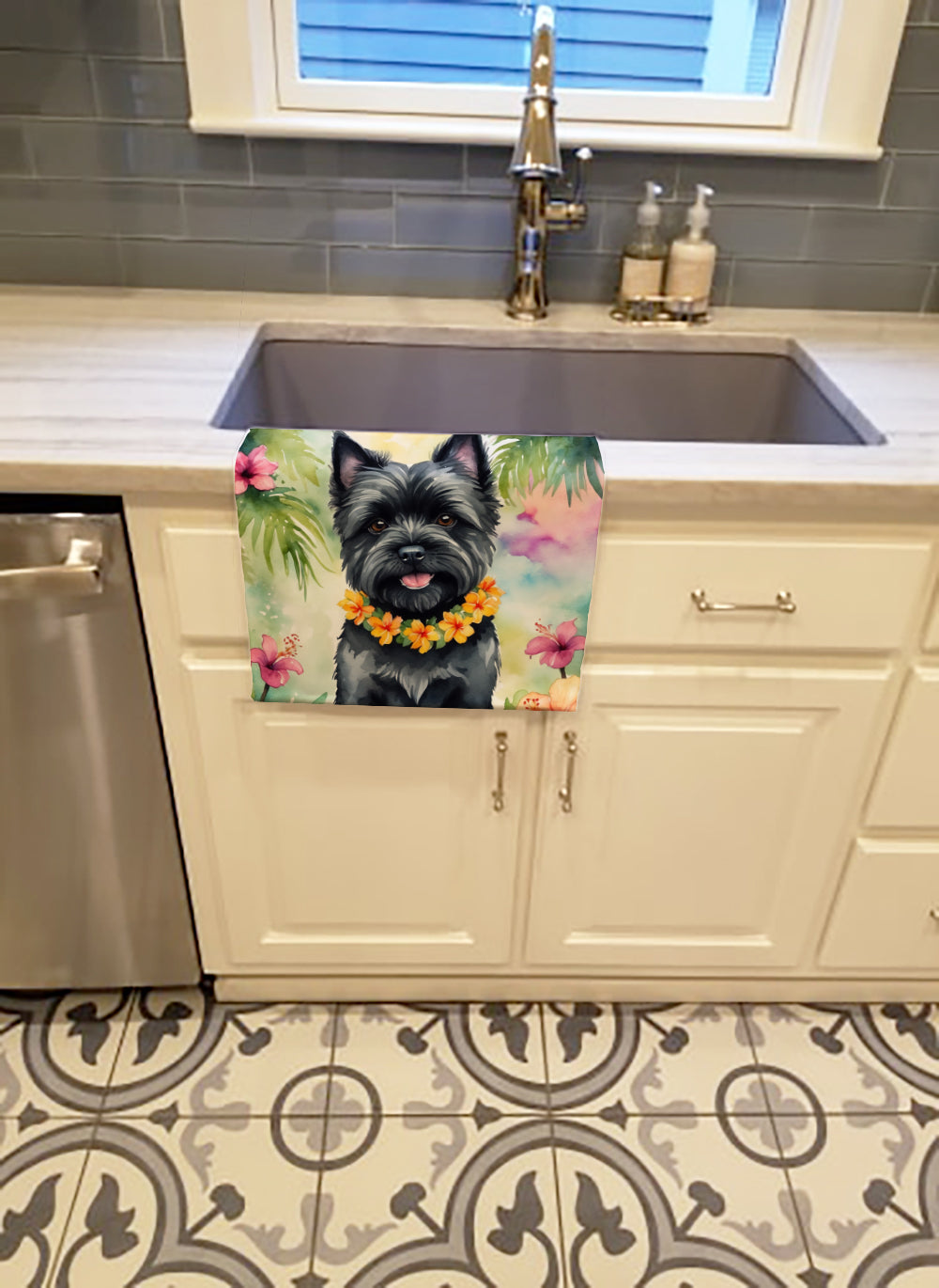 Cairn Terrier Luau Kitchen Towel