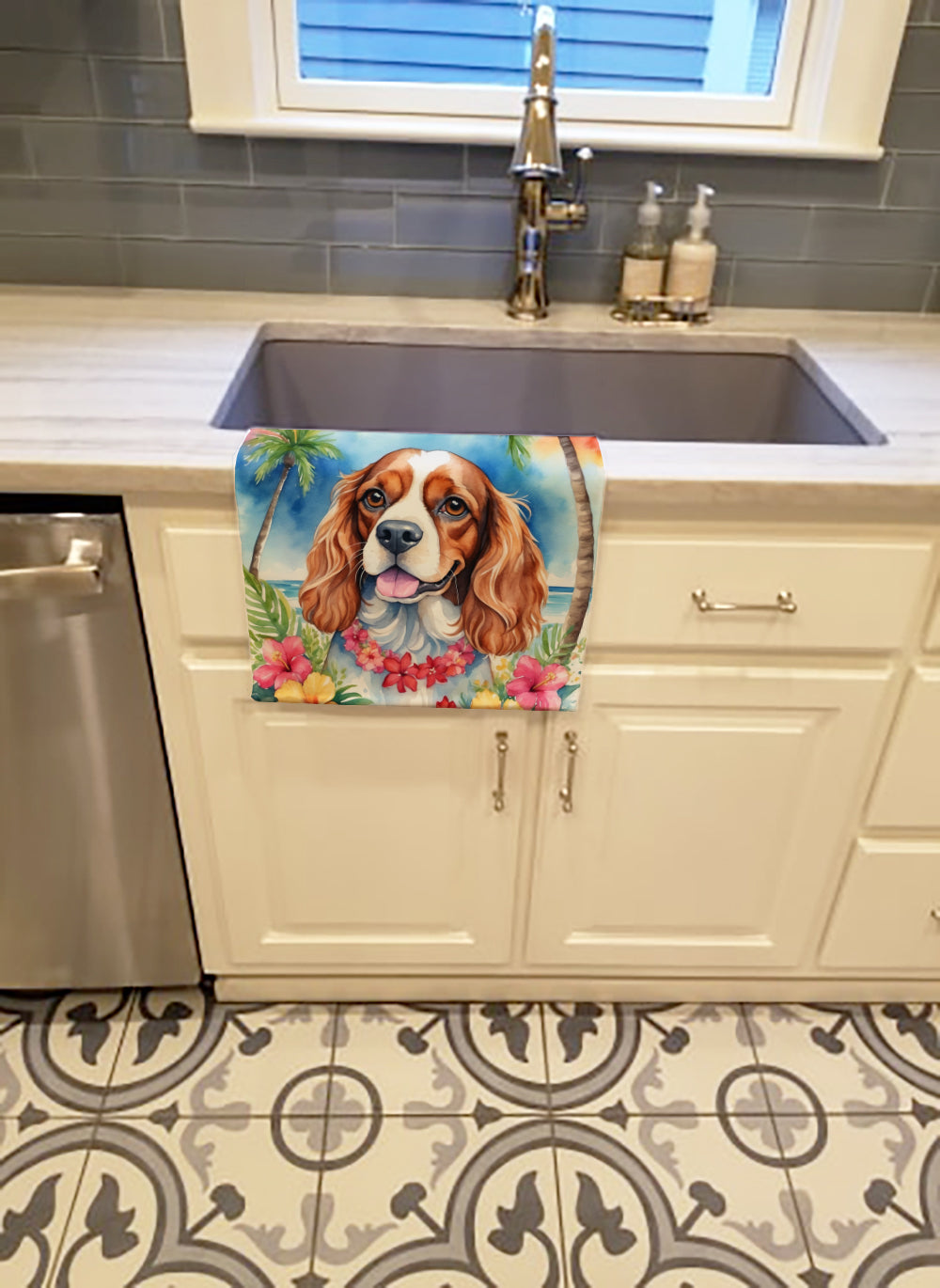 Buy this Cavalier Spaniel Luau Kitchen Towel