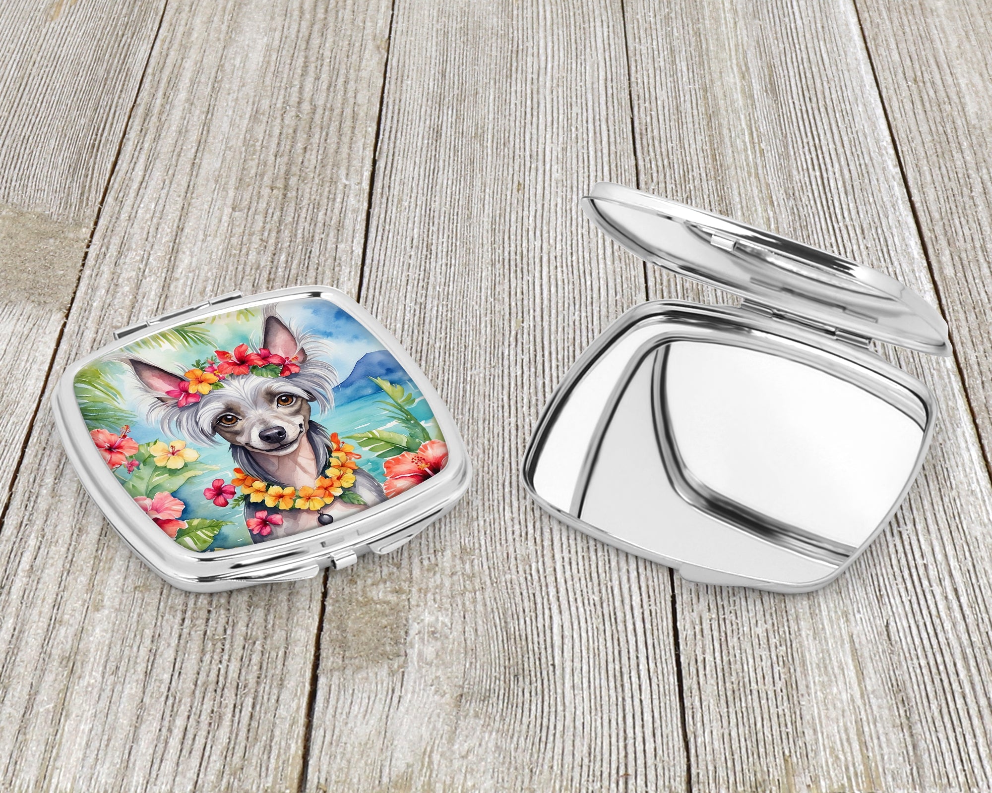 Chinese Crested Luau Compact Mirror
