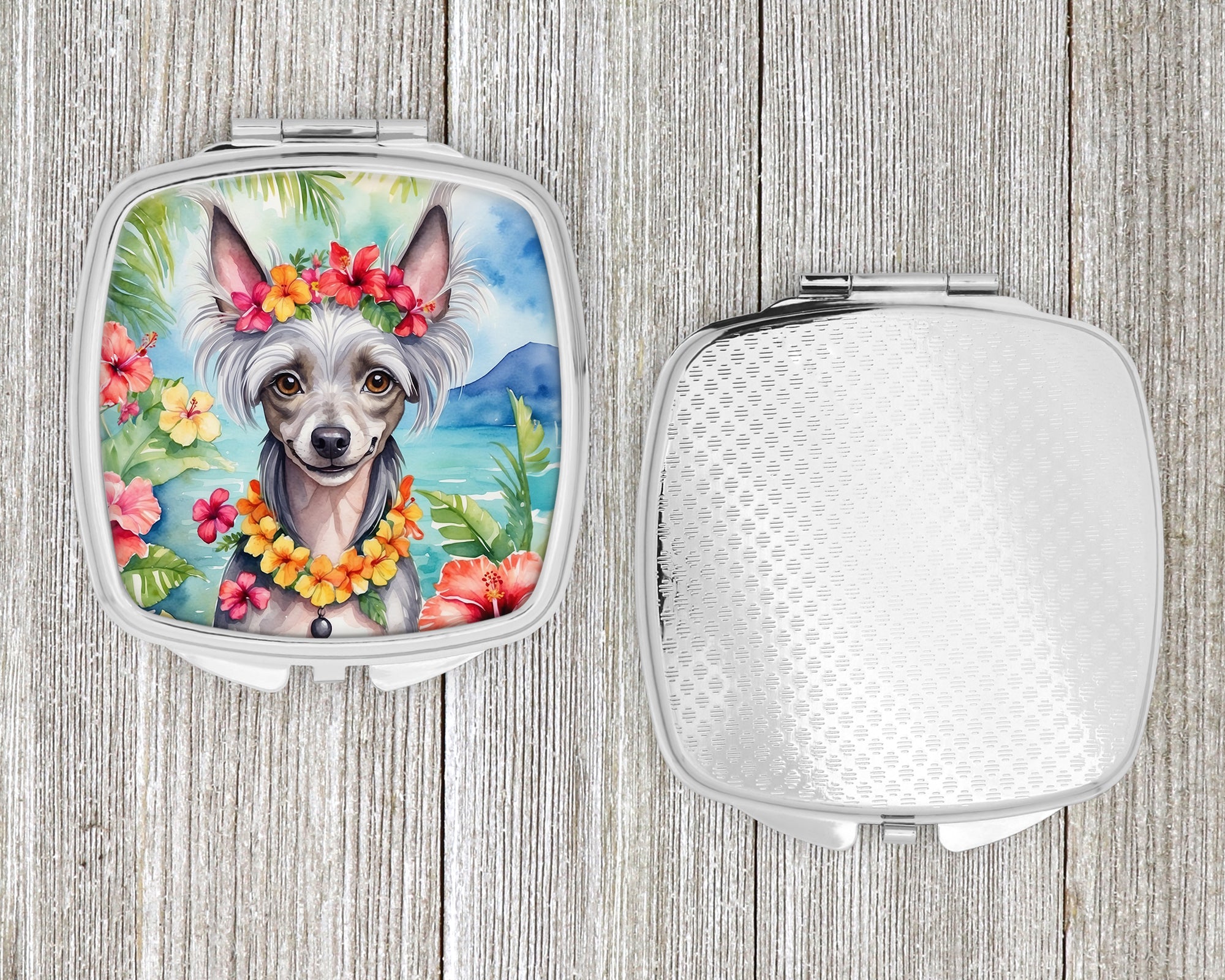 Chinese Crested Luau Compact Mirror
