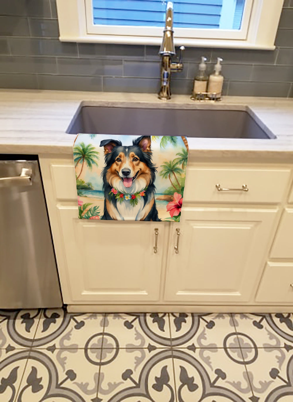 Collie Luau Kitchen Towel