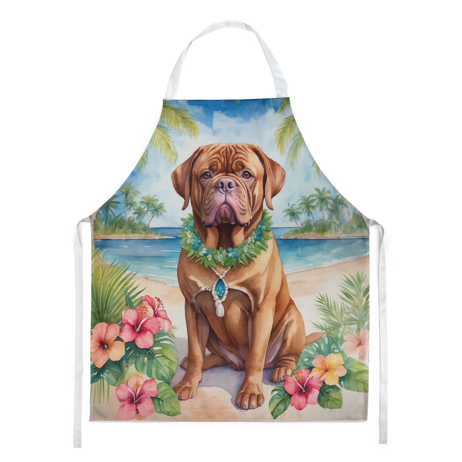 Caroline's Treasures Dogue de Bordeaux Luau Apron – Artist-Designed Kitchen, BBQ & Craft Apron