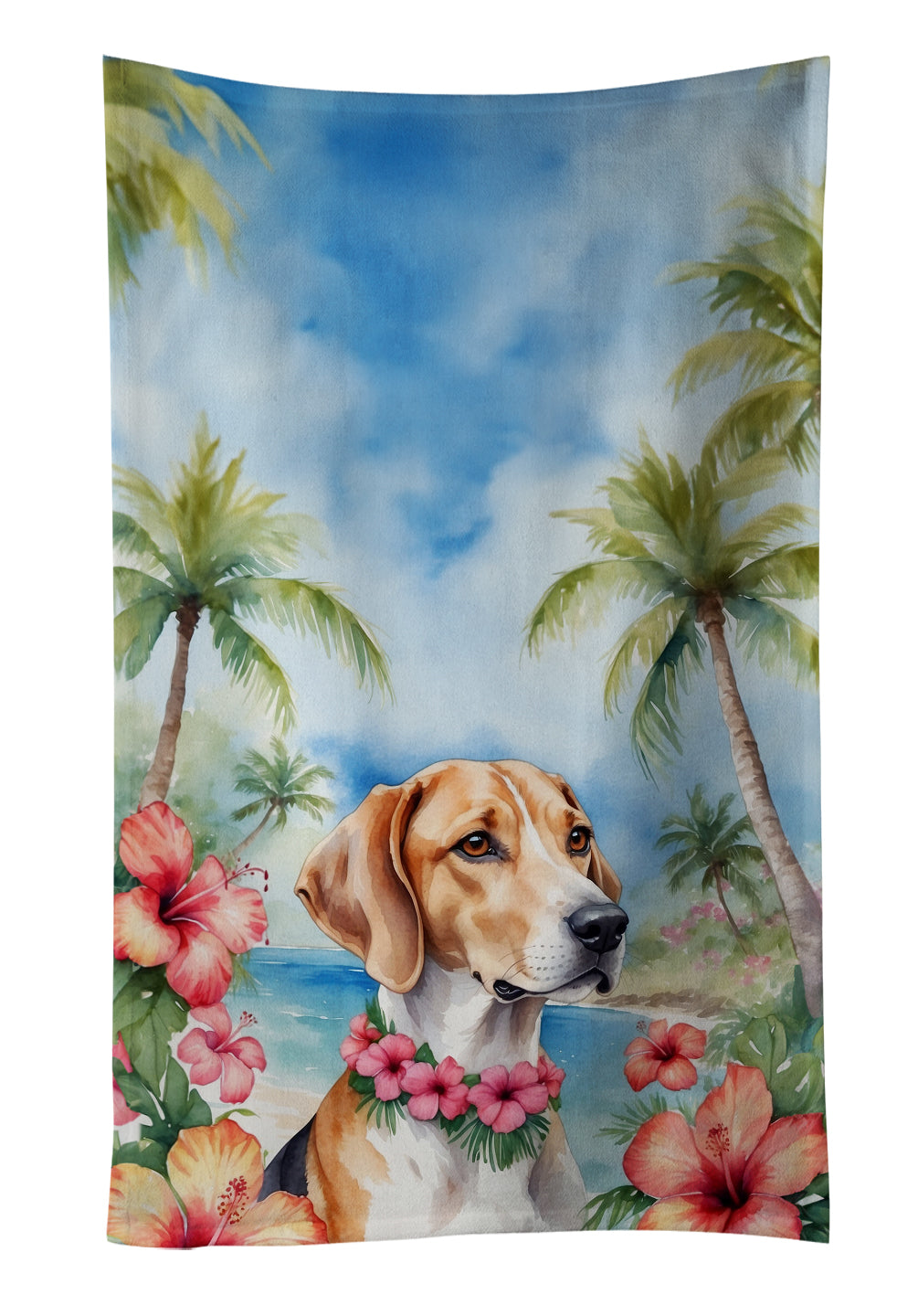 Buy this English Foxhound Luau Kitchen Towel