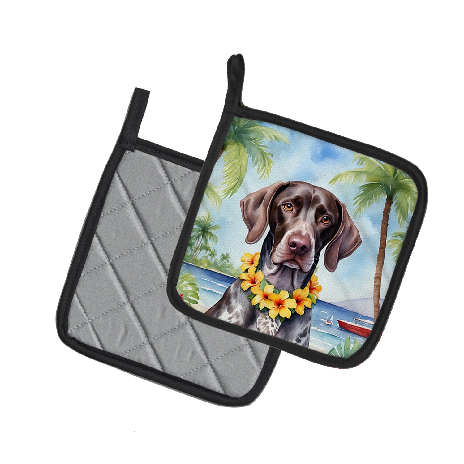 German Shorthaired Pointer Luau Pair of Pot Holders