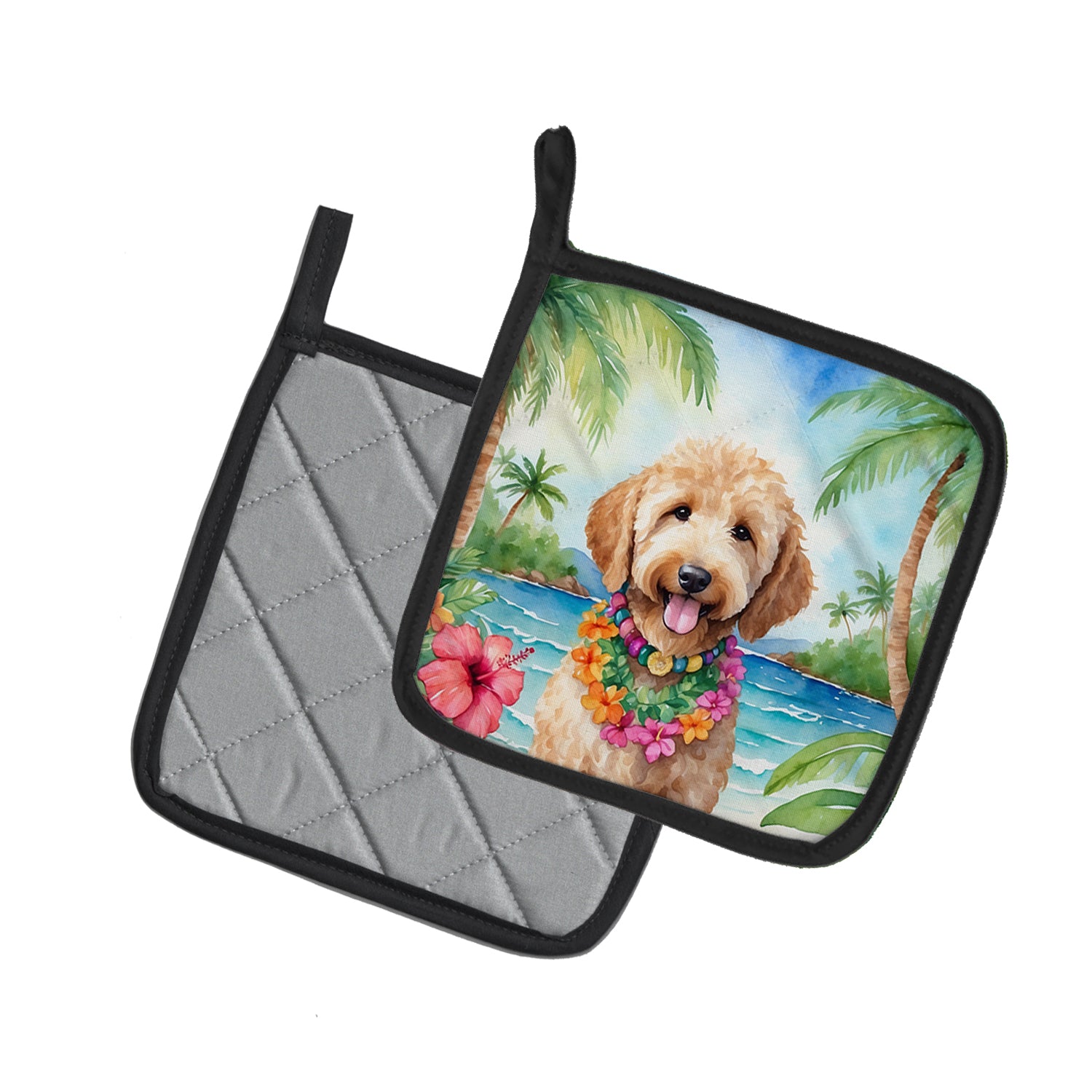 Buy this Goldendoodle Luau Pair of Pot Holders