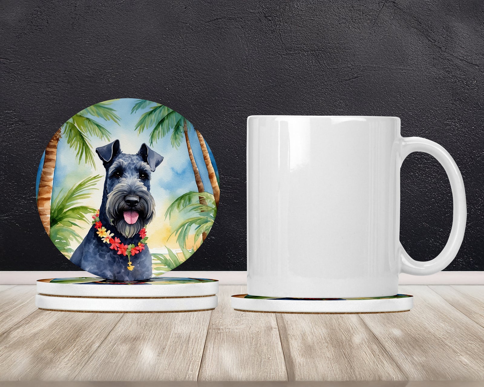 Caroline's Treasures Kerry Blue Terrier Luau Large Sandstone Coasters Pack of 4