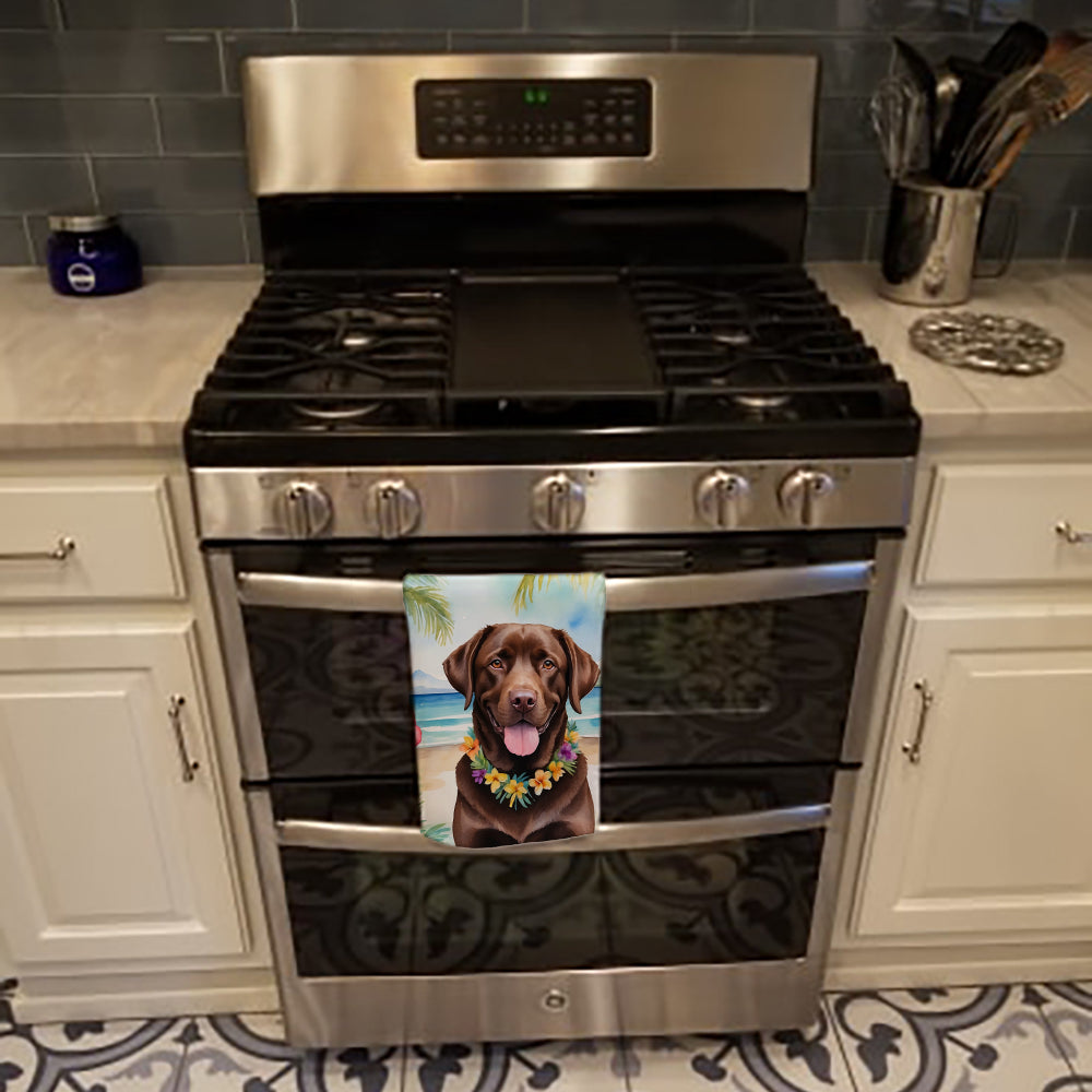Chocolate Labrador Retriever Luau Kitchen Towel