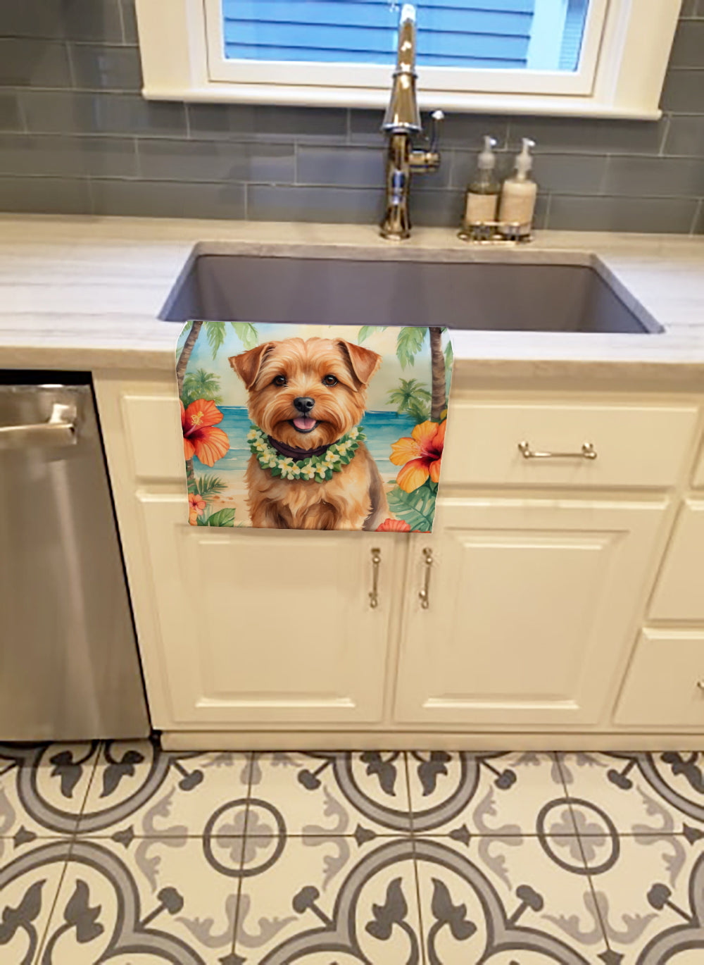 Buy this Norfolk Terrier Luau Kitchen Towel