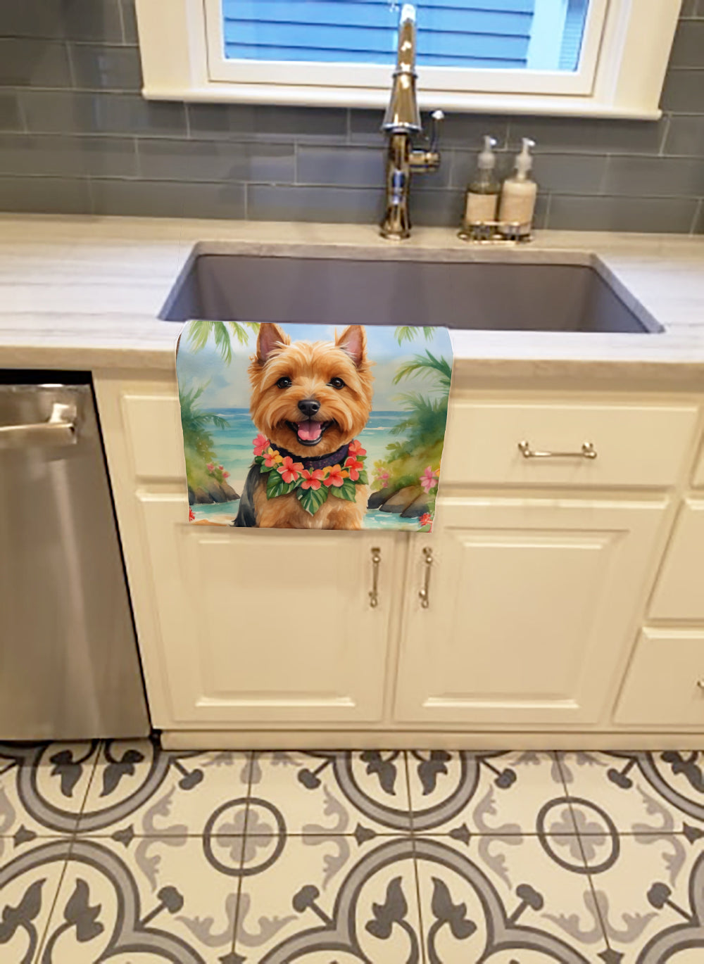 Norwich Terrier Luau Kitchen Towel