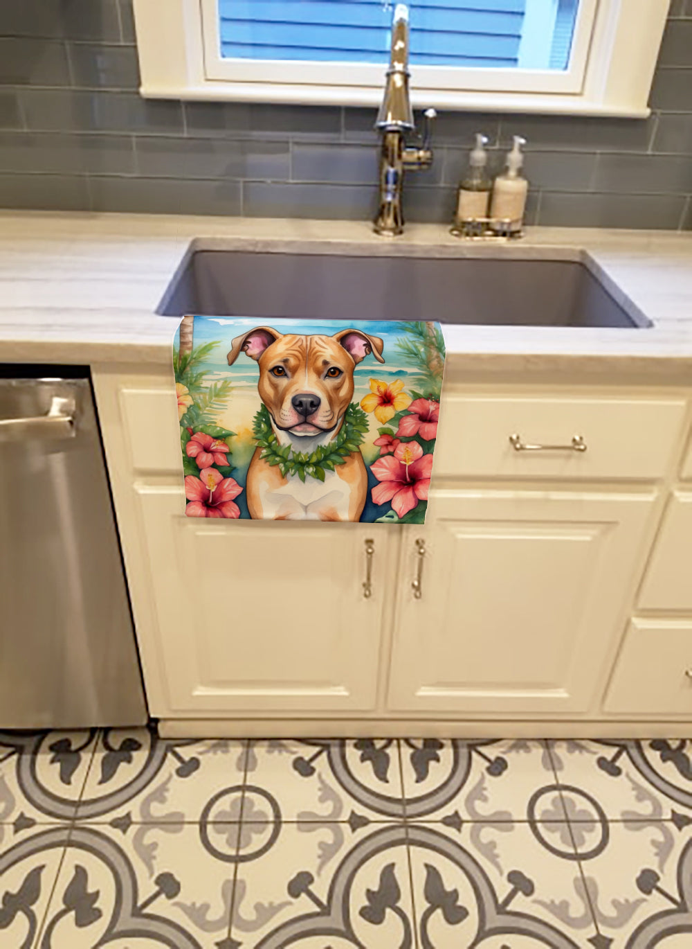 Buy this Pit Bull Terrier Luau Kitchen Towel