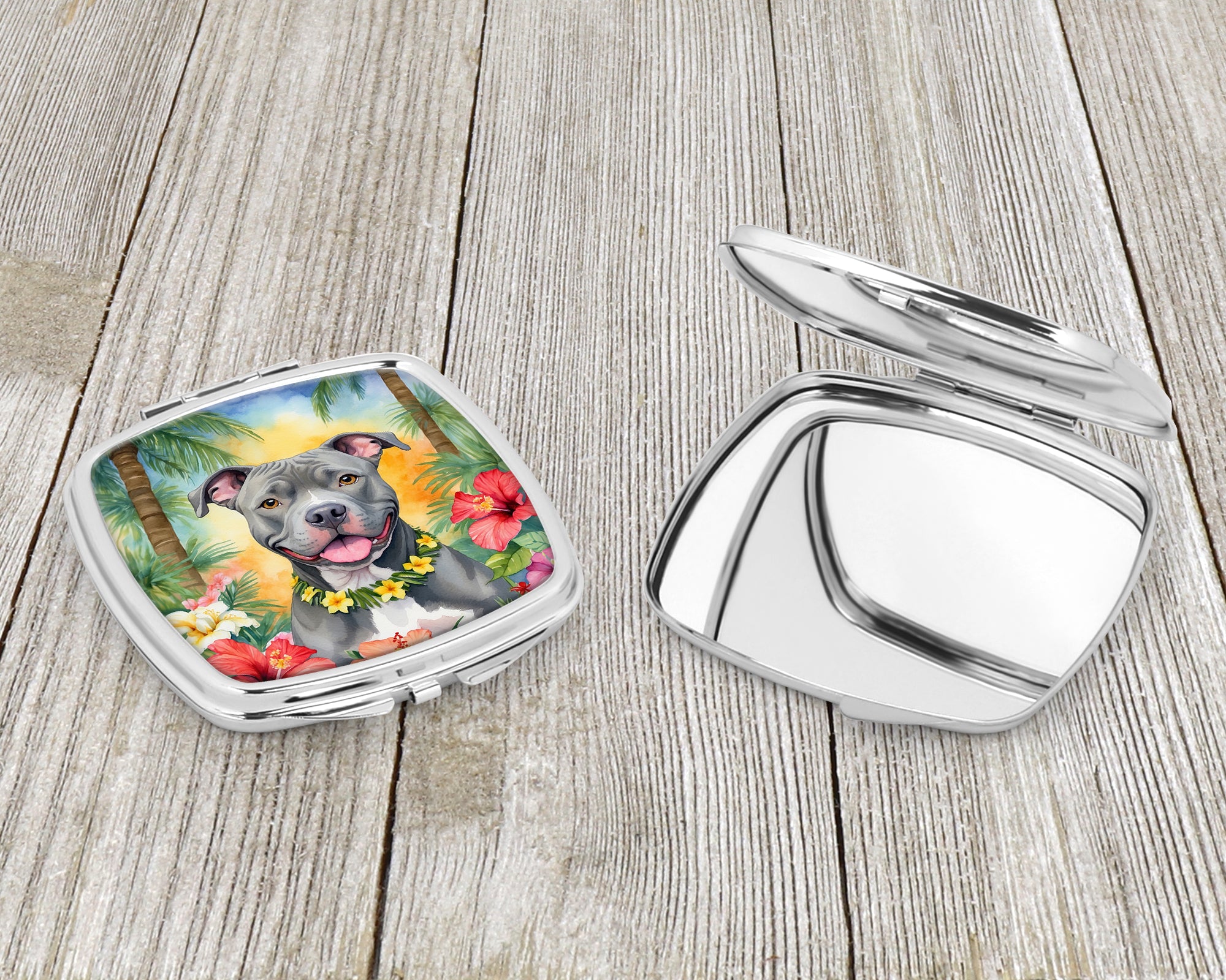 Pit Bull Terrier Luau Compact Mirror