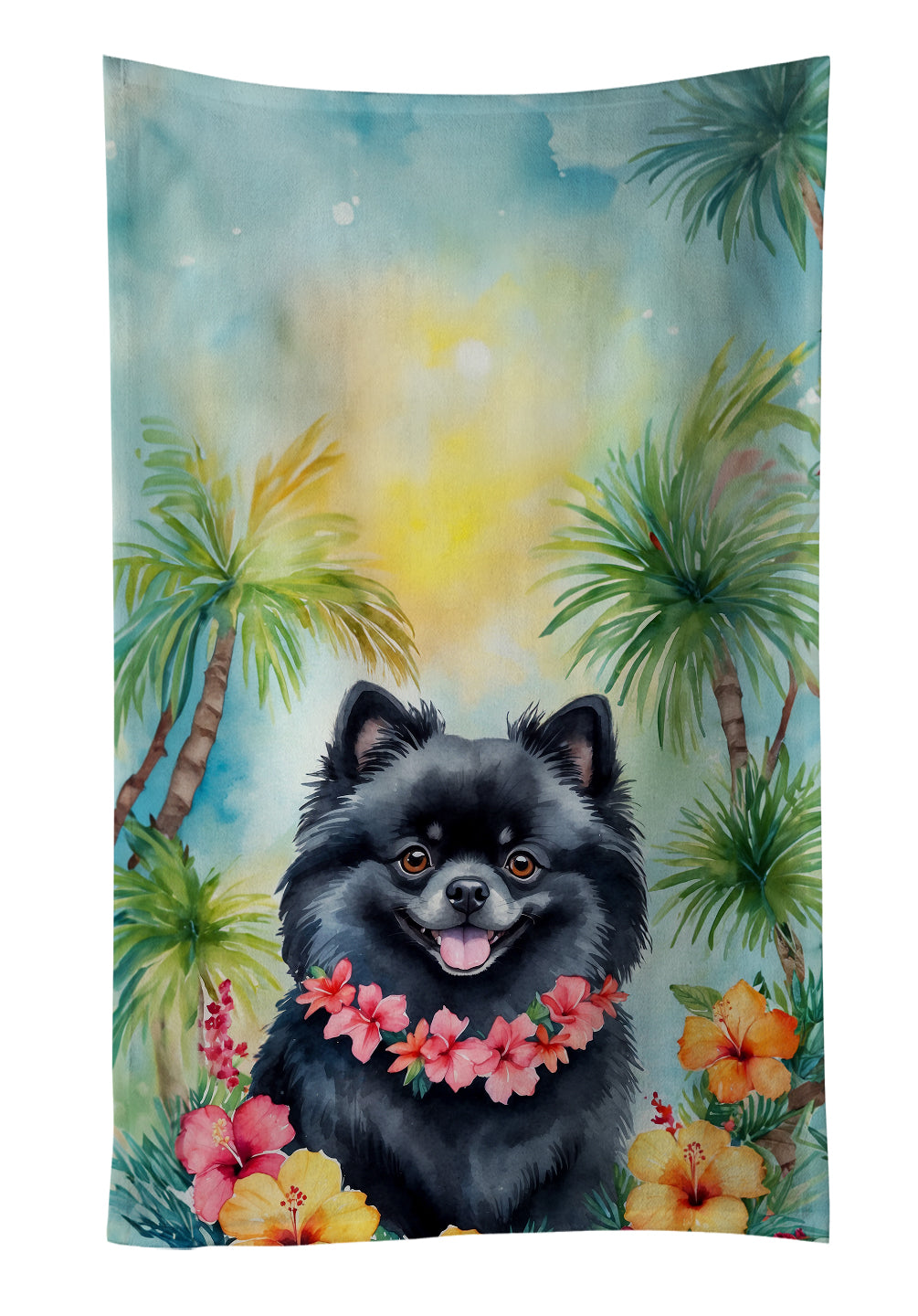Caroline's Treasures Pomeranian Luau Kitchen Towel