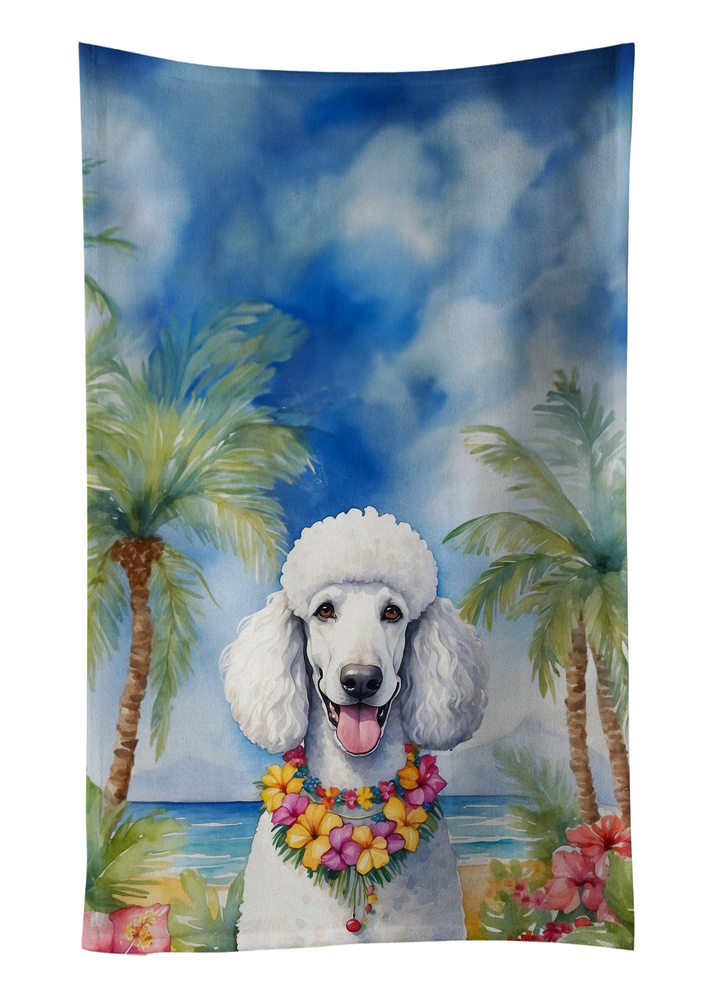 Buy this White Poodle Luau Kitchen Towel