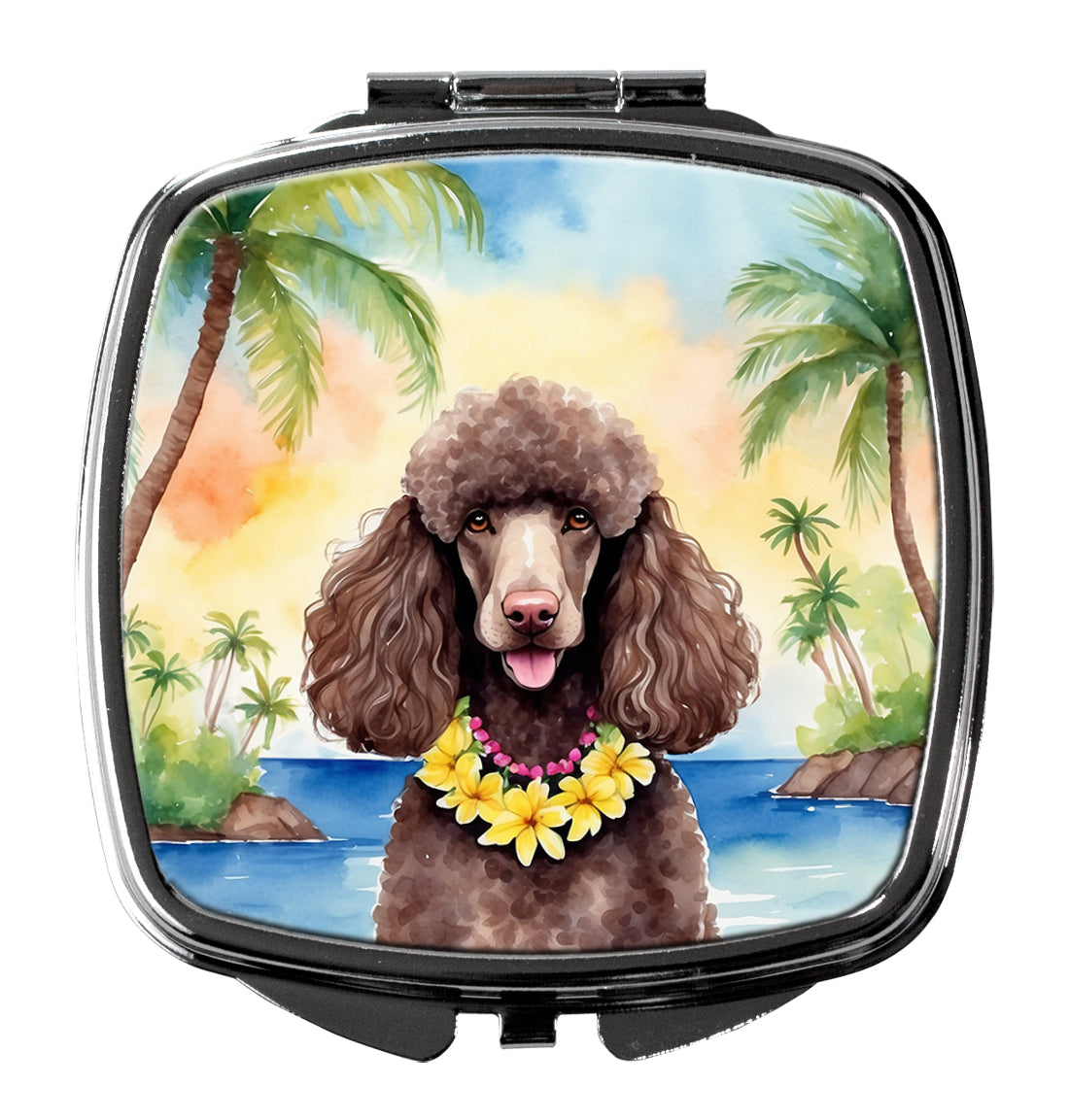 Buy this Chocolate Poodle Luau Compact Mirror