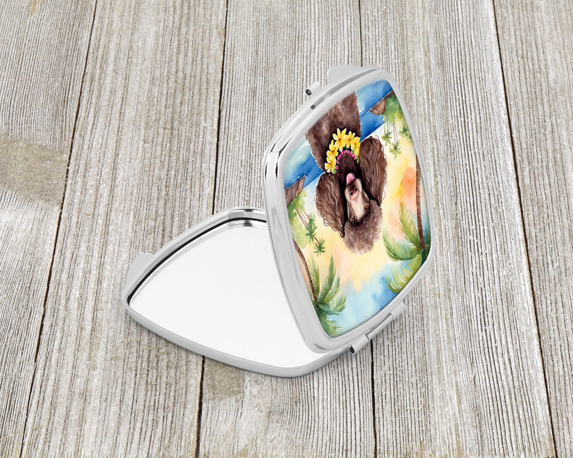 Buy this Chocolate Poodle Luau Compact Mirror