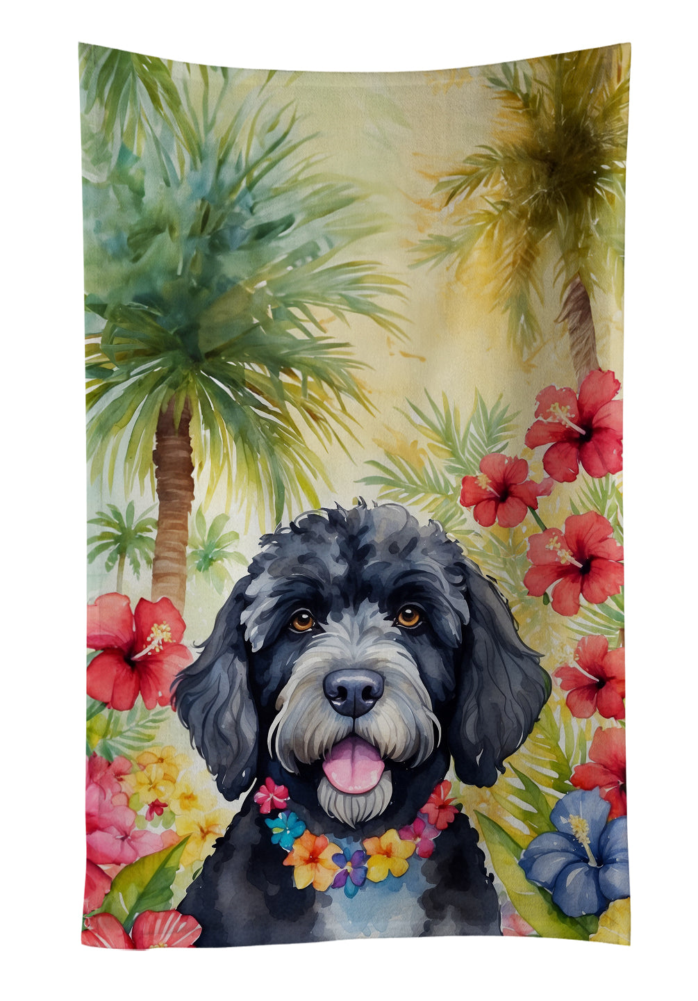 Buy this Portuguese Water Dog Luau Kitchen Towel