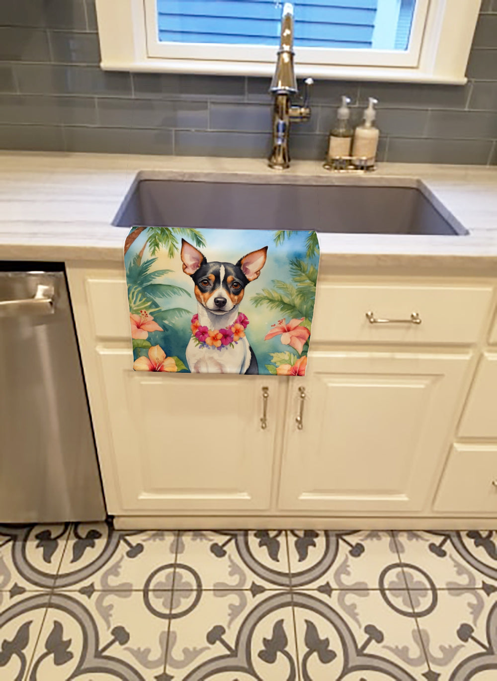 Buy this Rat Terrier Luau Kitchen Towel
