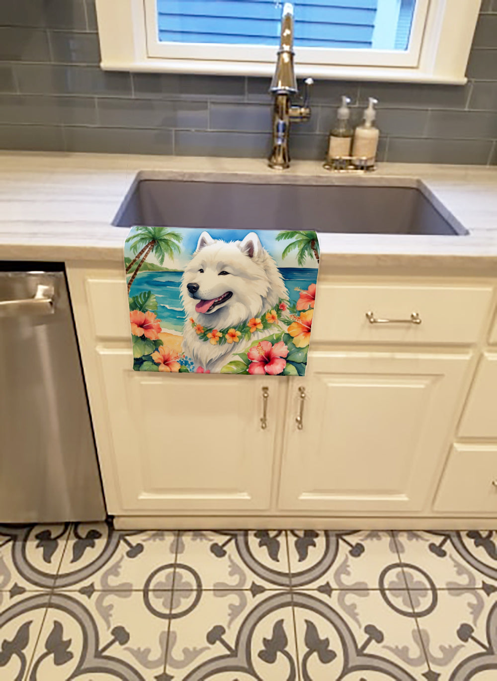 Samoyed Luau Kitchen Towel
