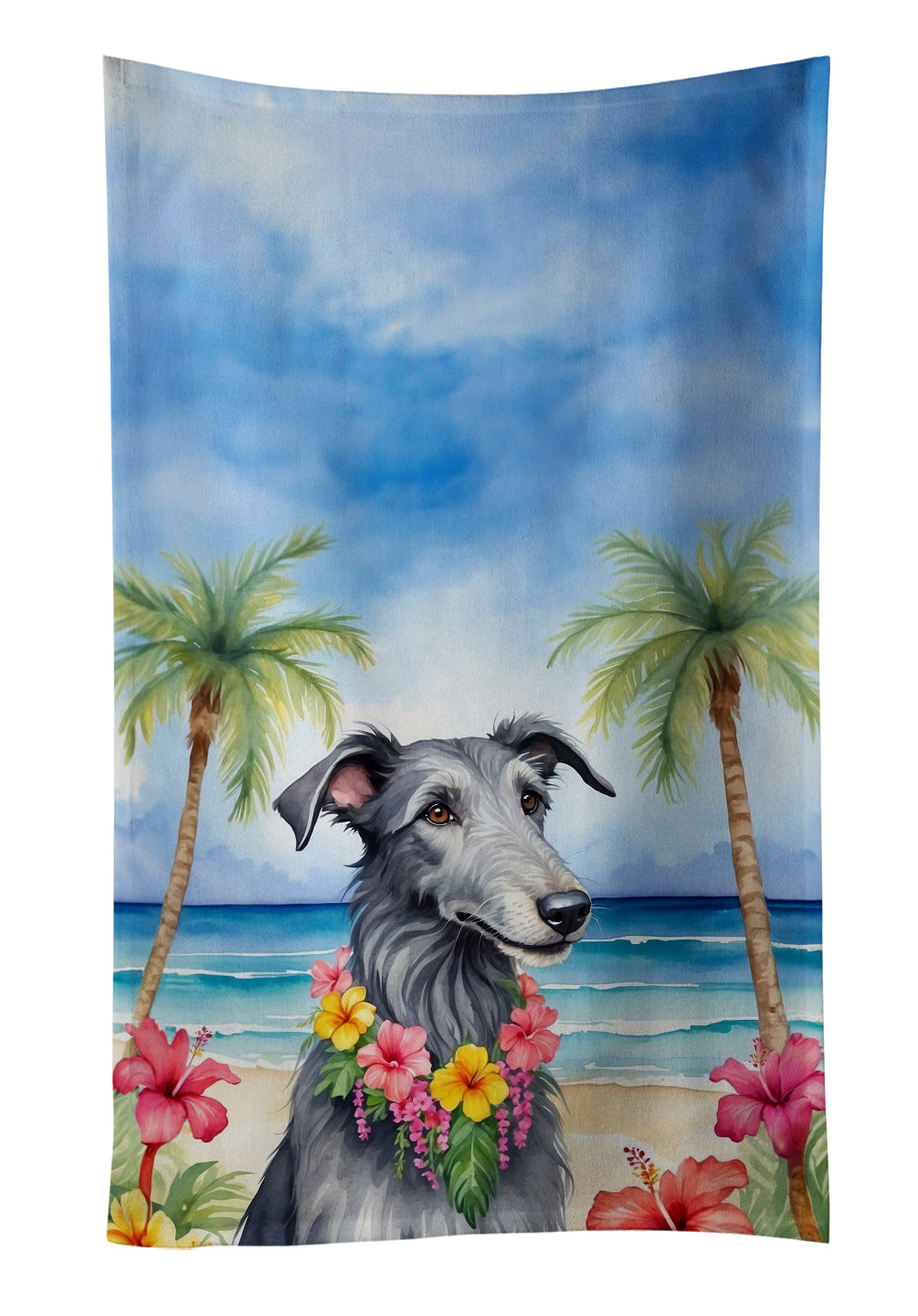 Buy this Scottish Deerhound Luau Kitchen Towel