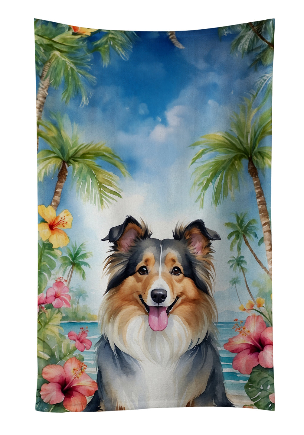Caroline's Treasures Sheltie Luau Kitchen Towel