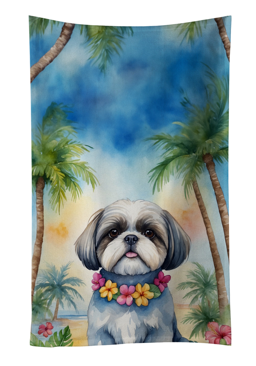 Caroline's Treasures Shih Tzu Luau Kitchen Towel