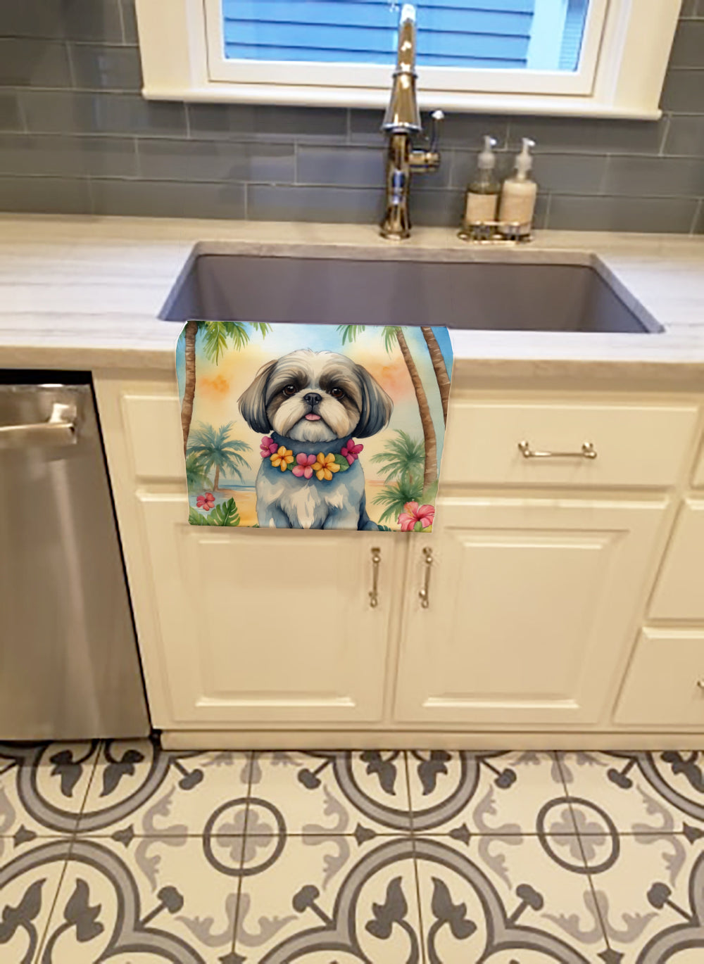 Caroline's Treasures Shih Tzu Luau Kitchen Towel
