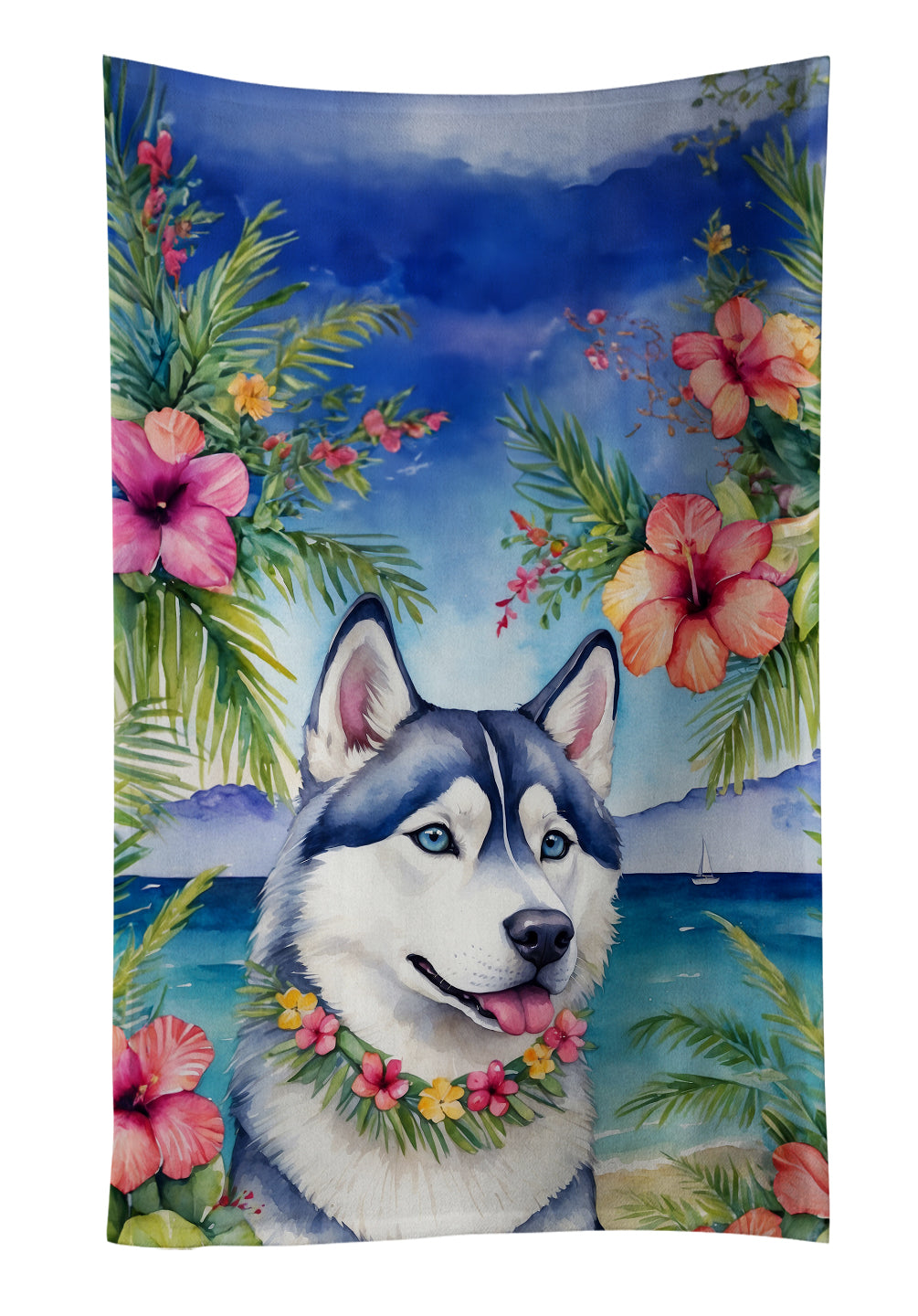 Buy this Siberian Husky Luau Kitchen Towel