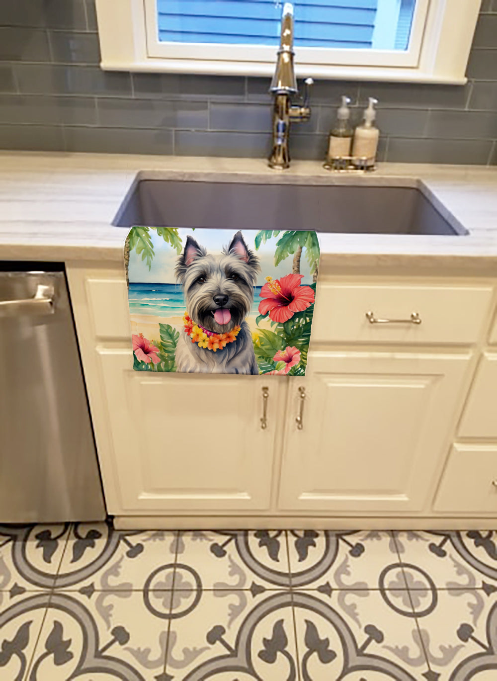 Skye Terrier Luau Kitchen Towel