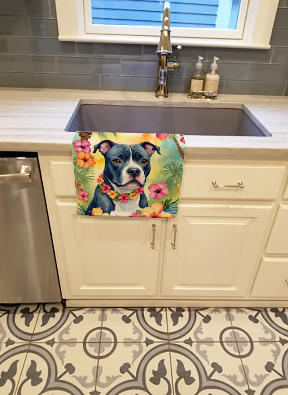Staffordshire Bull Terrier Luau Kitchen Towel