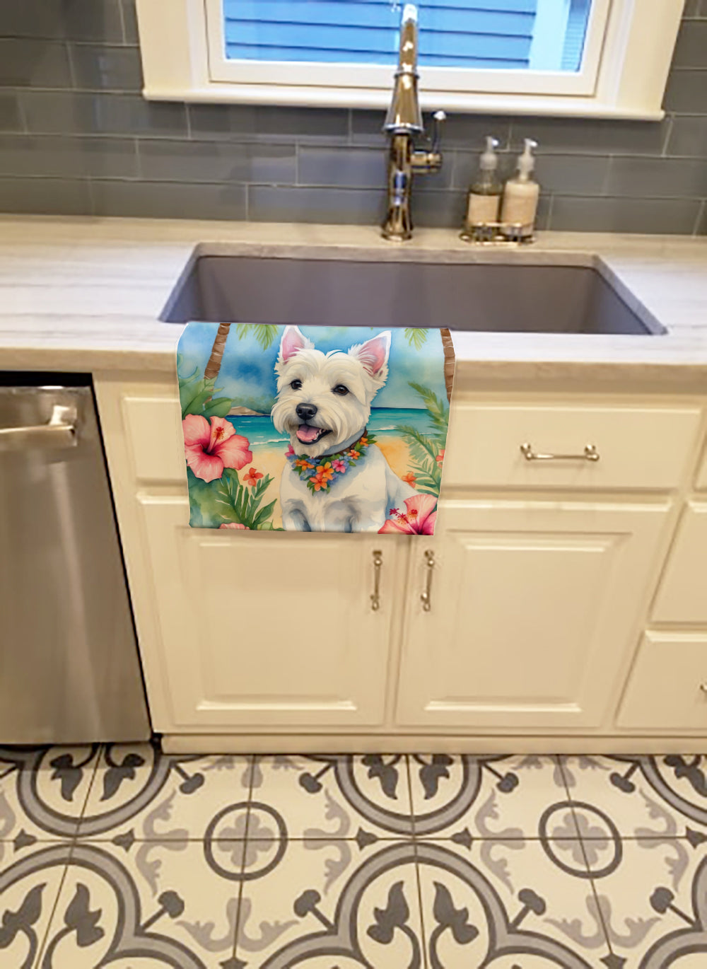 Westie Luau Kitchen Towel