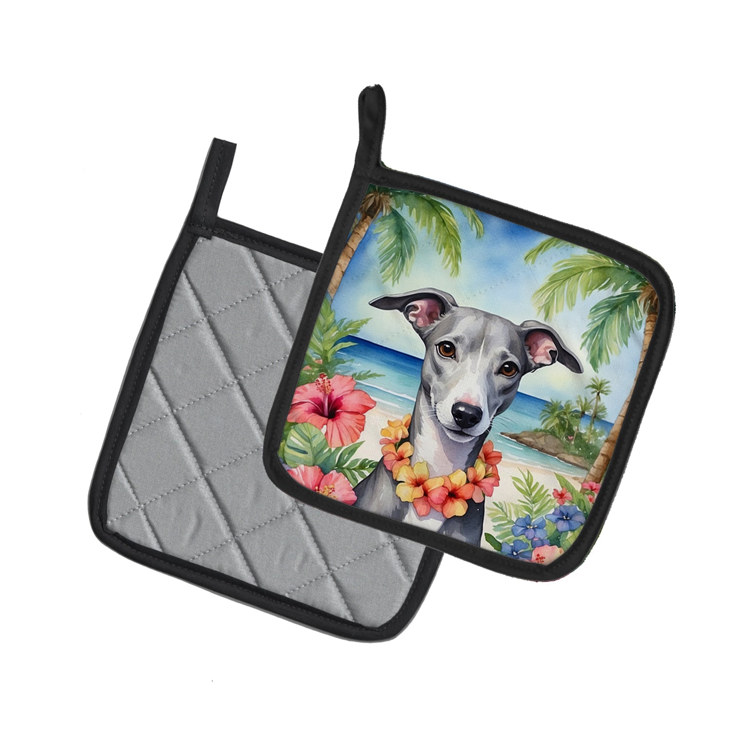 Whippet Luau Pair of Pot Holders