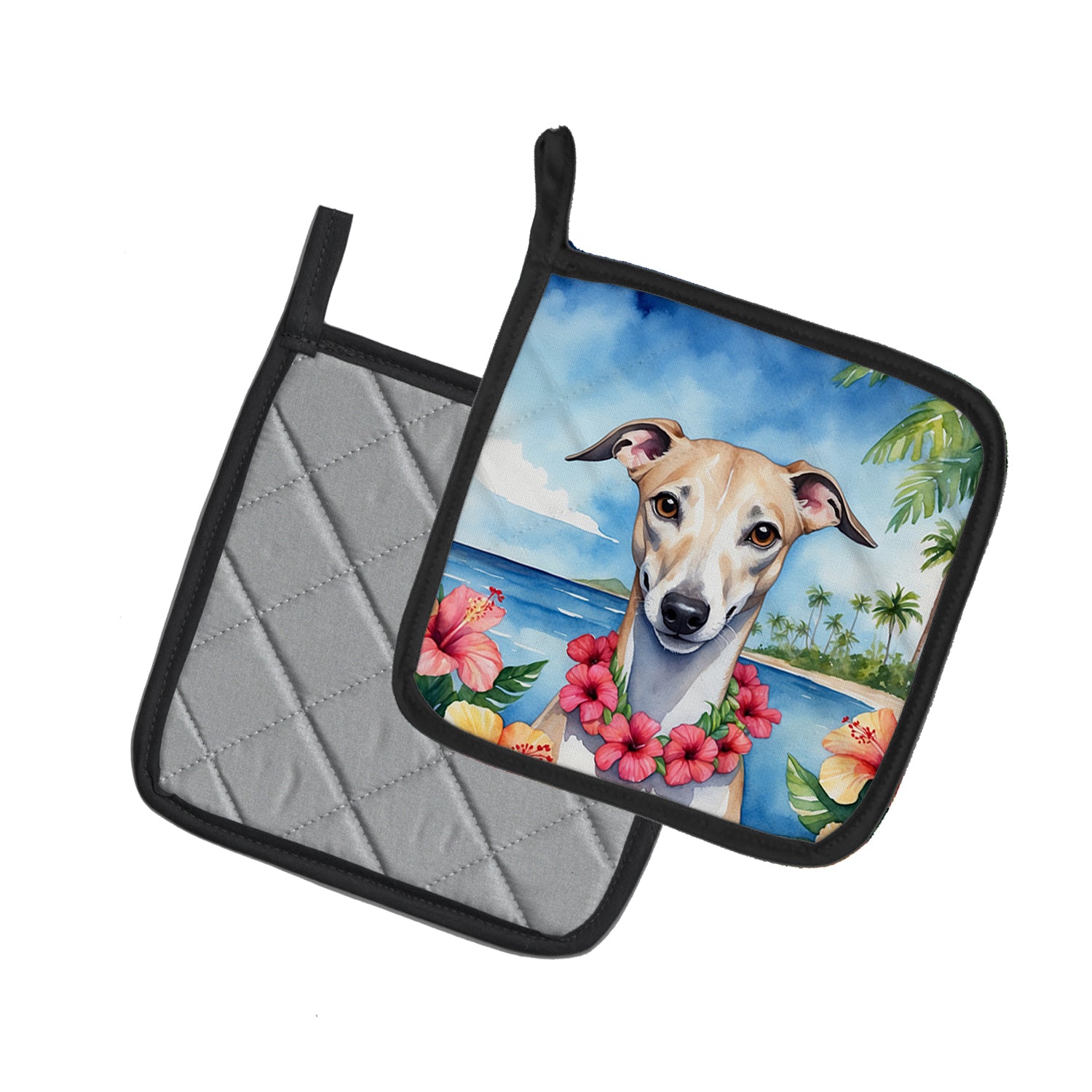 Whippet Luau Pair of Pot Holders