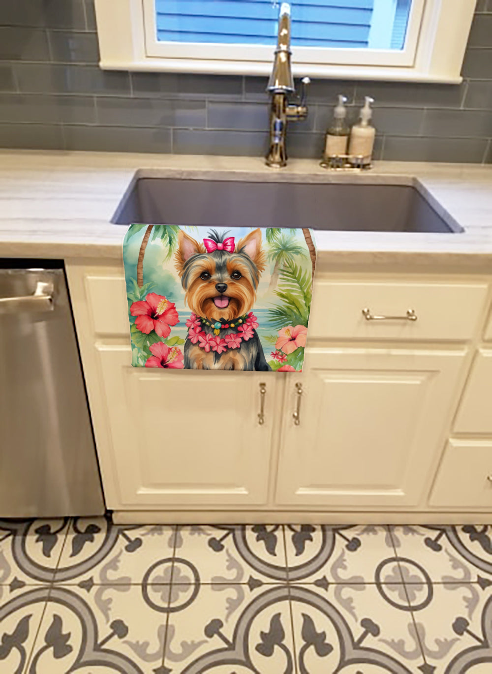 Yorkshire Terrier Luau Kitchen Towel