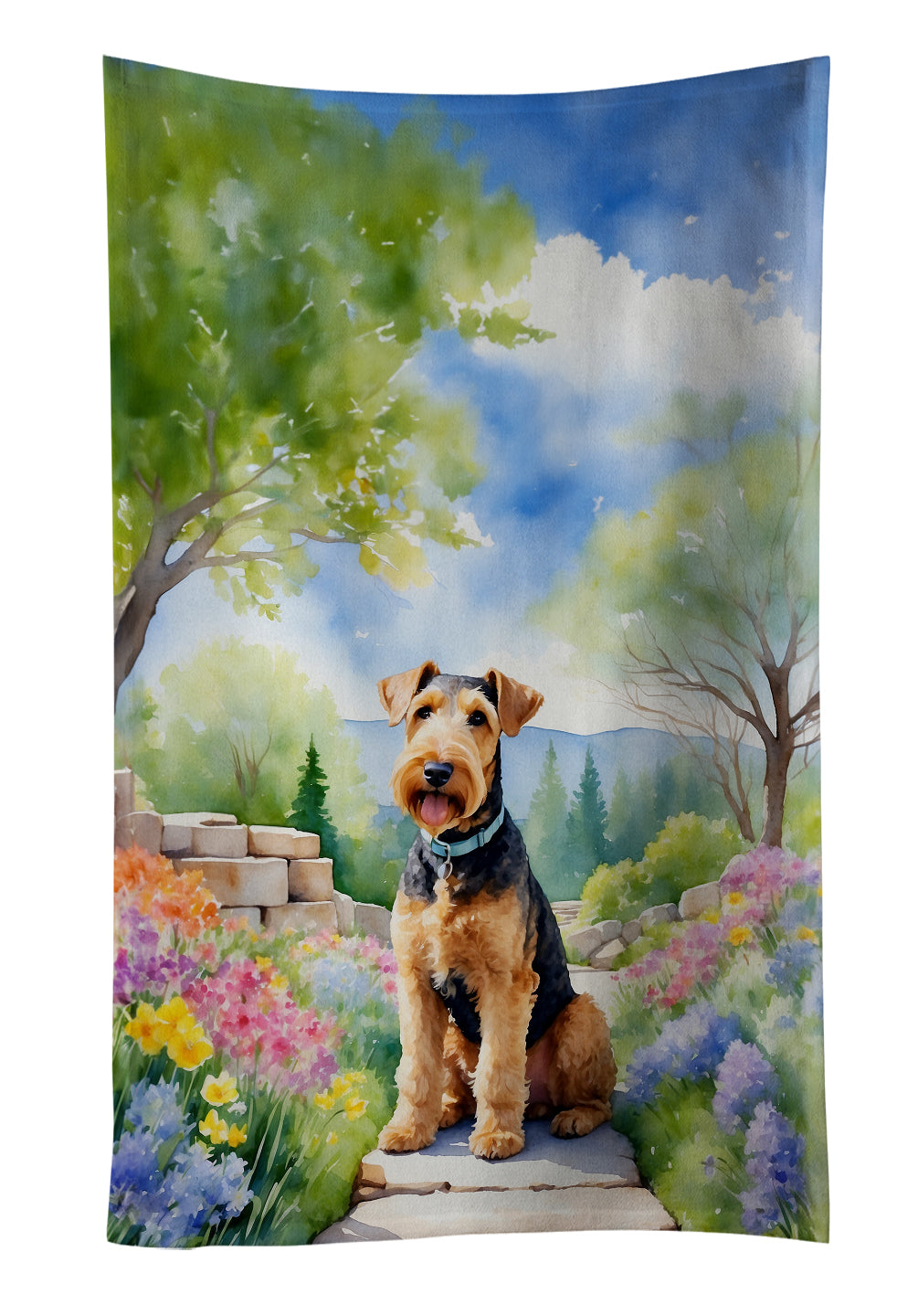 Buy this Airedale Terrier Spring Garden Kitchen Towel