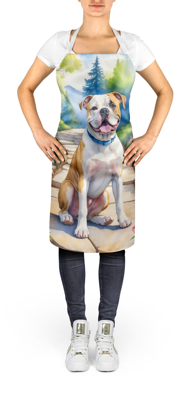Caroline's Treasures American Bulldog Spring Garden Apron – Artist-Designed Kitchen, BBQ & Craft Apron