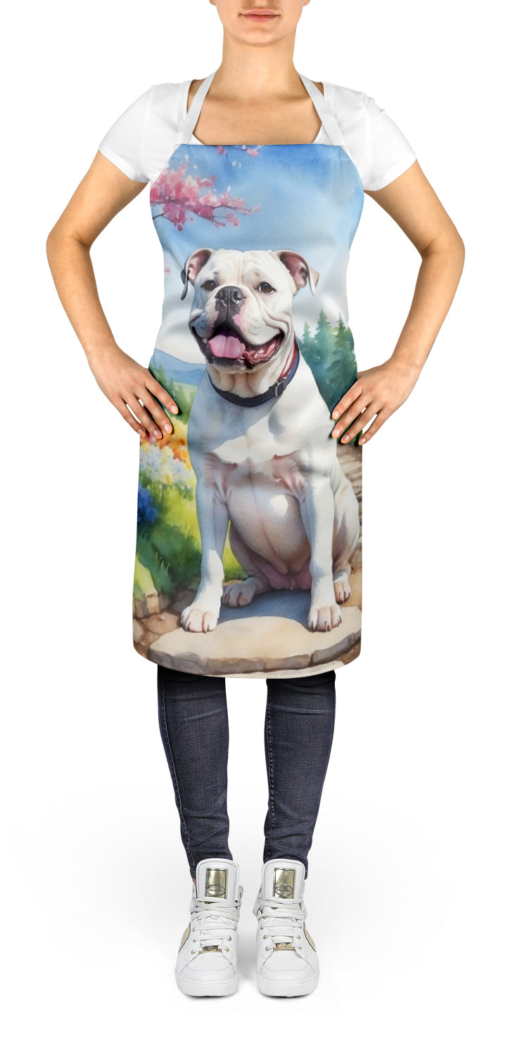 Caroline's Treasures American Bulldog Spring Garden Apron – Artist-Designed Kitchen, BBQ & Craft Apron