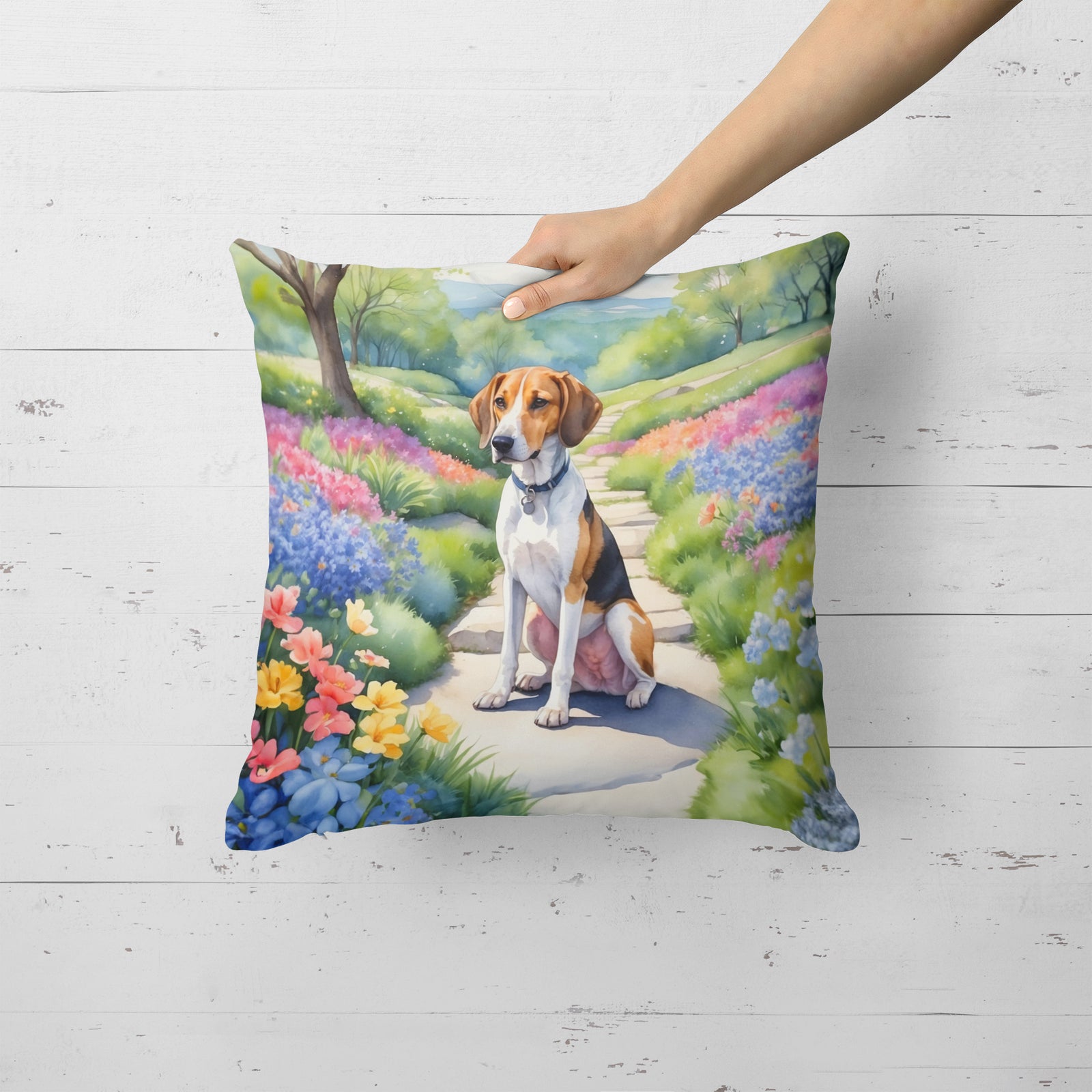 Caroline's Treasures American Foxhound Spring Garden Throw Pillow