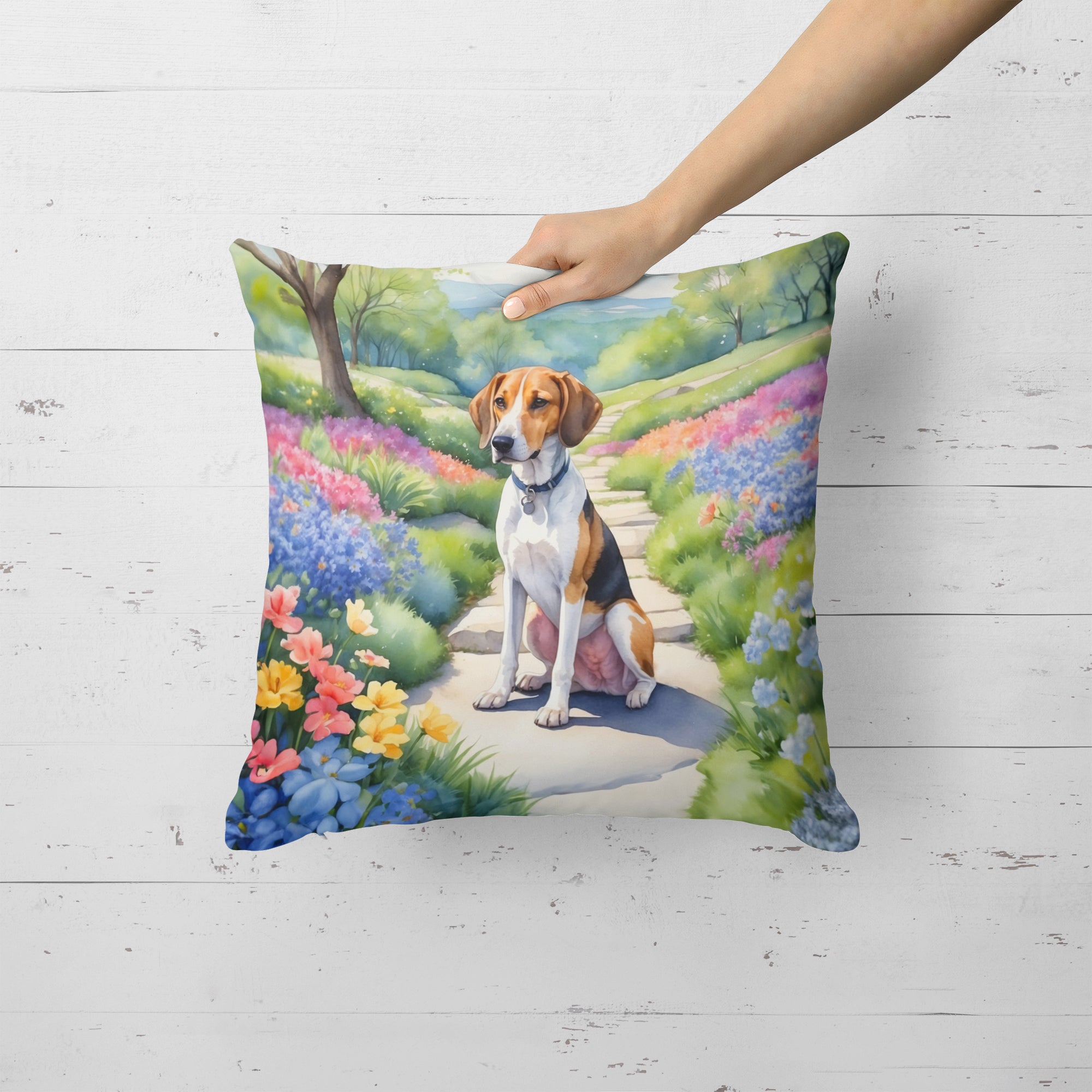 American Foxhound Spring Garden Throw Pillow