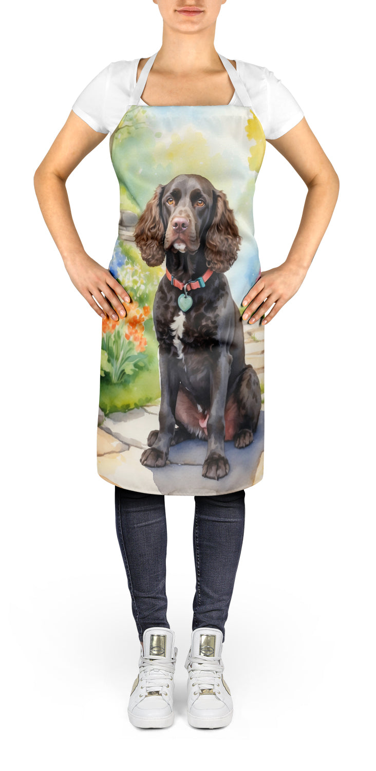 Caroline's Treasures American Water Spaniel Spring Garden Apron – Artist-Designed Kitchen, BBQ & Craft Apron