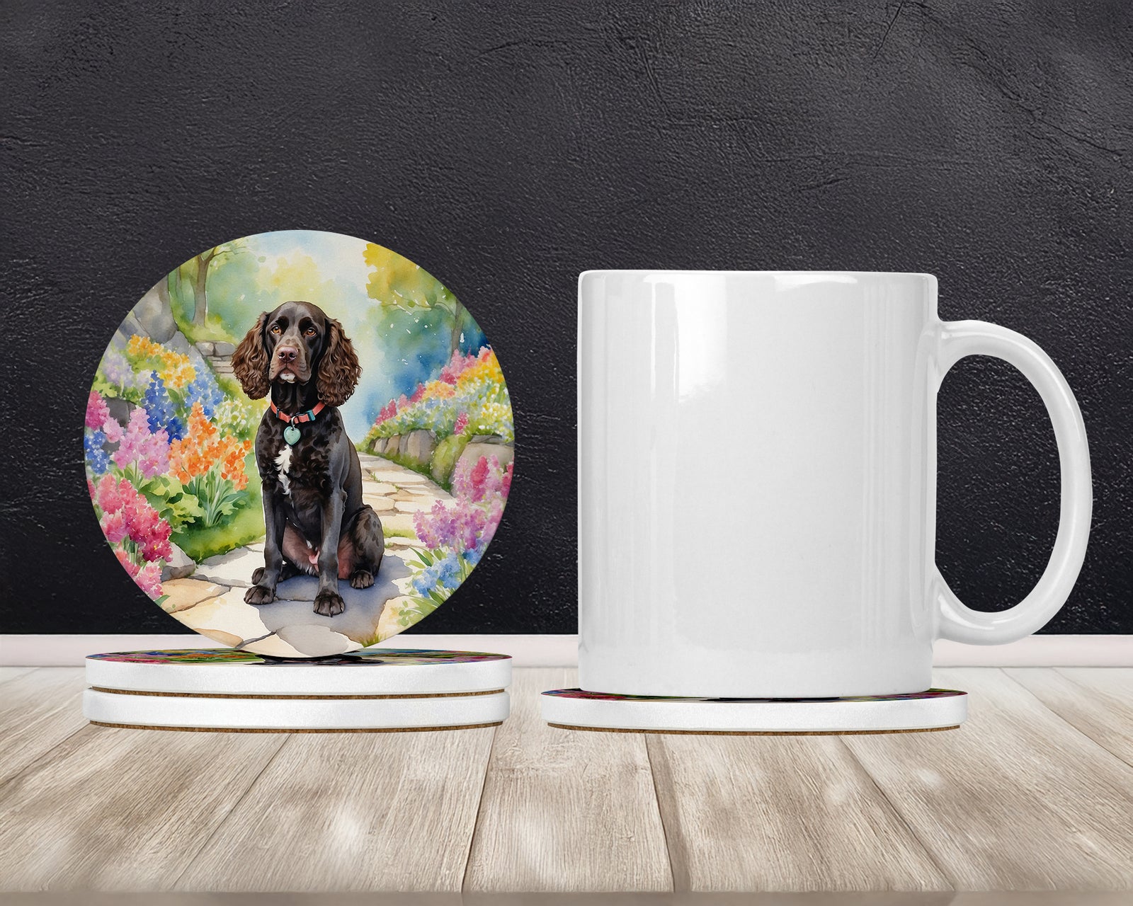 Caroline's Treasures American Water Spaniel Spring Garden Large Sandstone Coasters Pack of 4