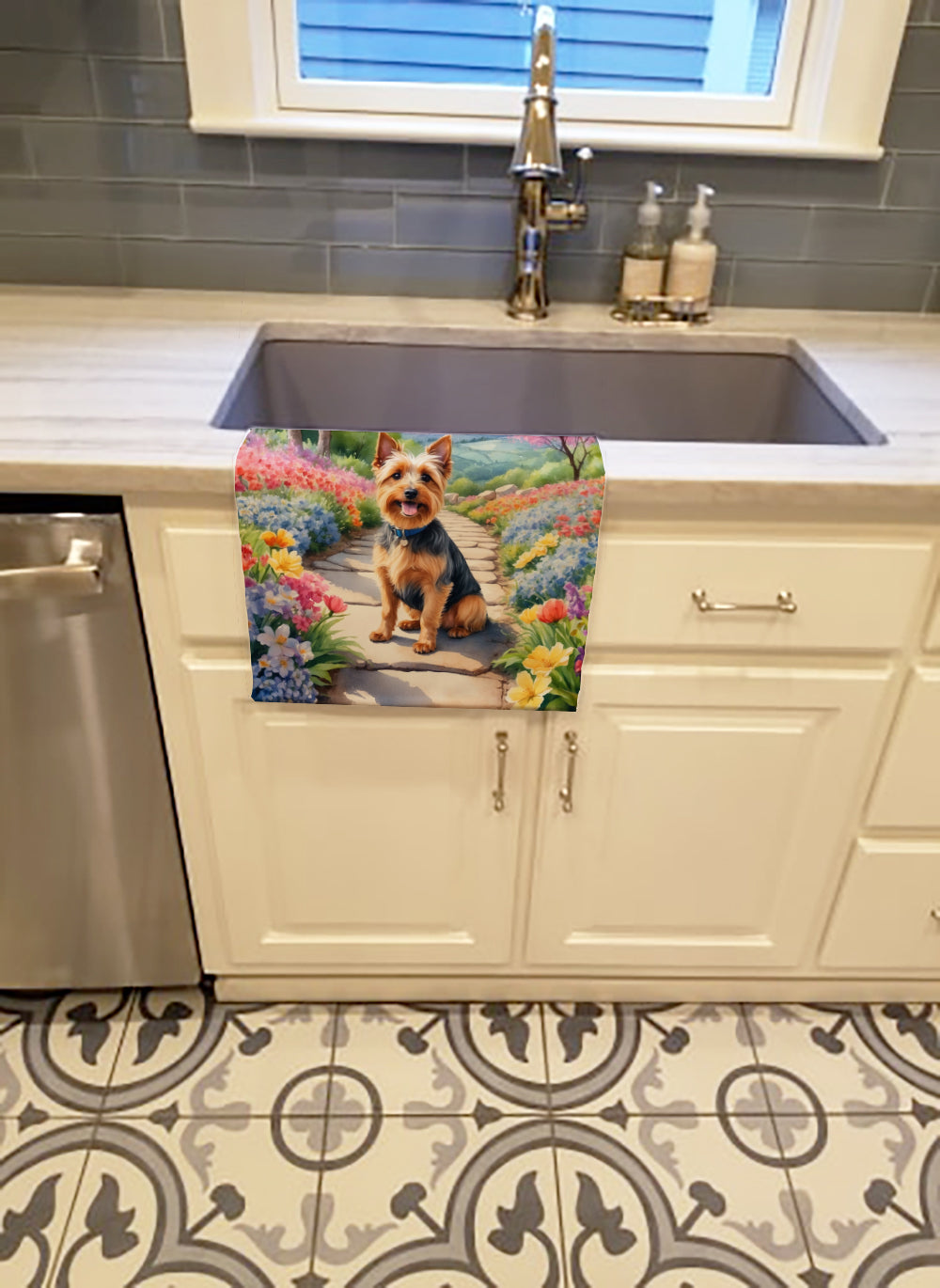 Buy this Australian Terrier Spring Garden Kitchen Towel